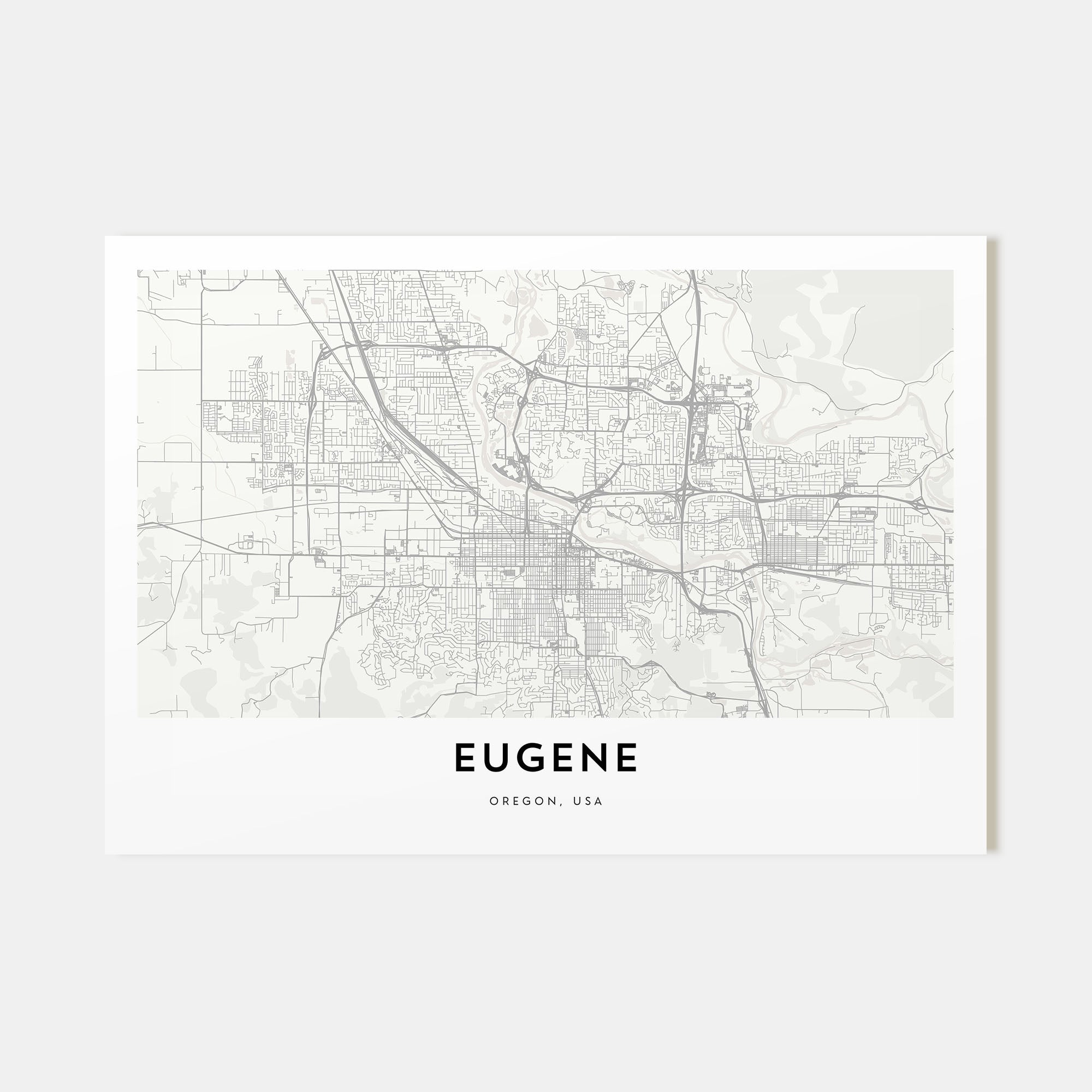 Eugene Map Landscape Poster