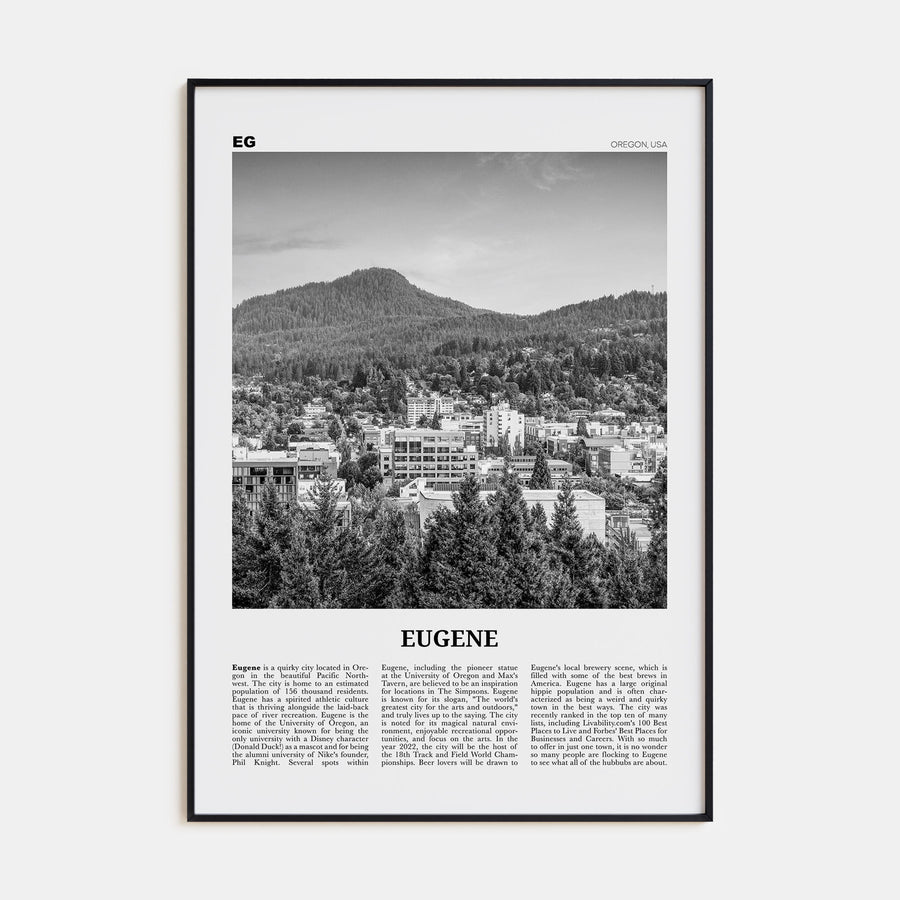 Eugene Travel B&W Poster