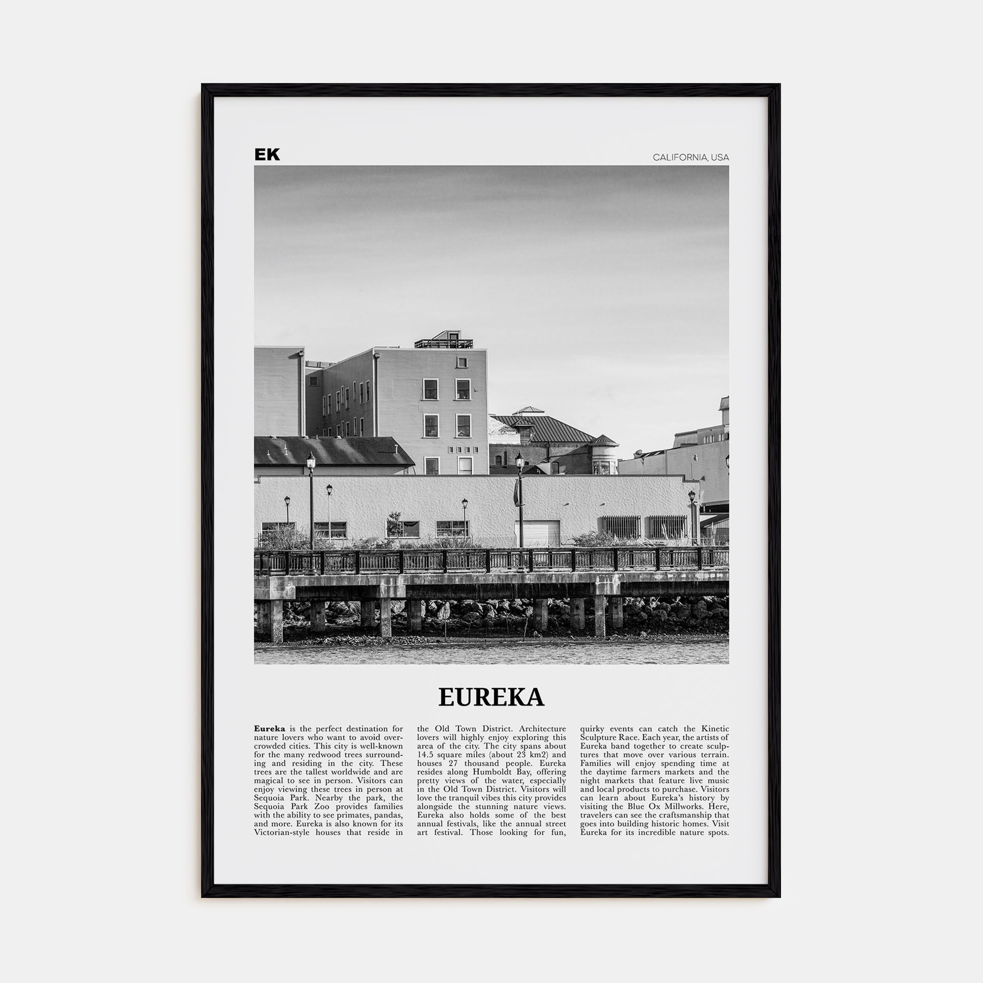 Eureka Travel B&W Poster