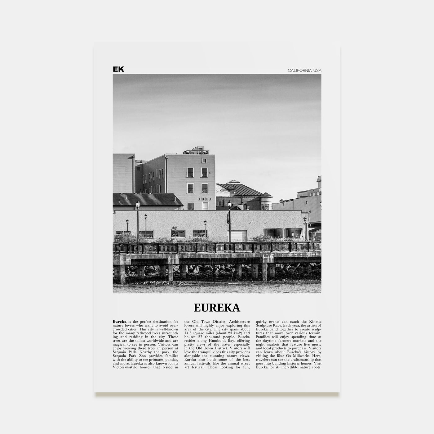 Eureka Travel B&W Poster