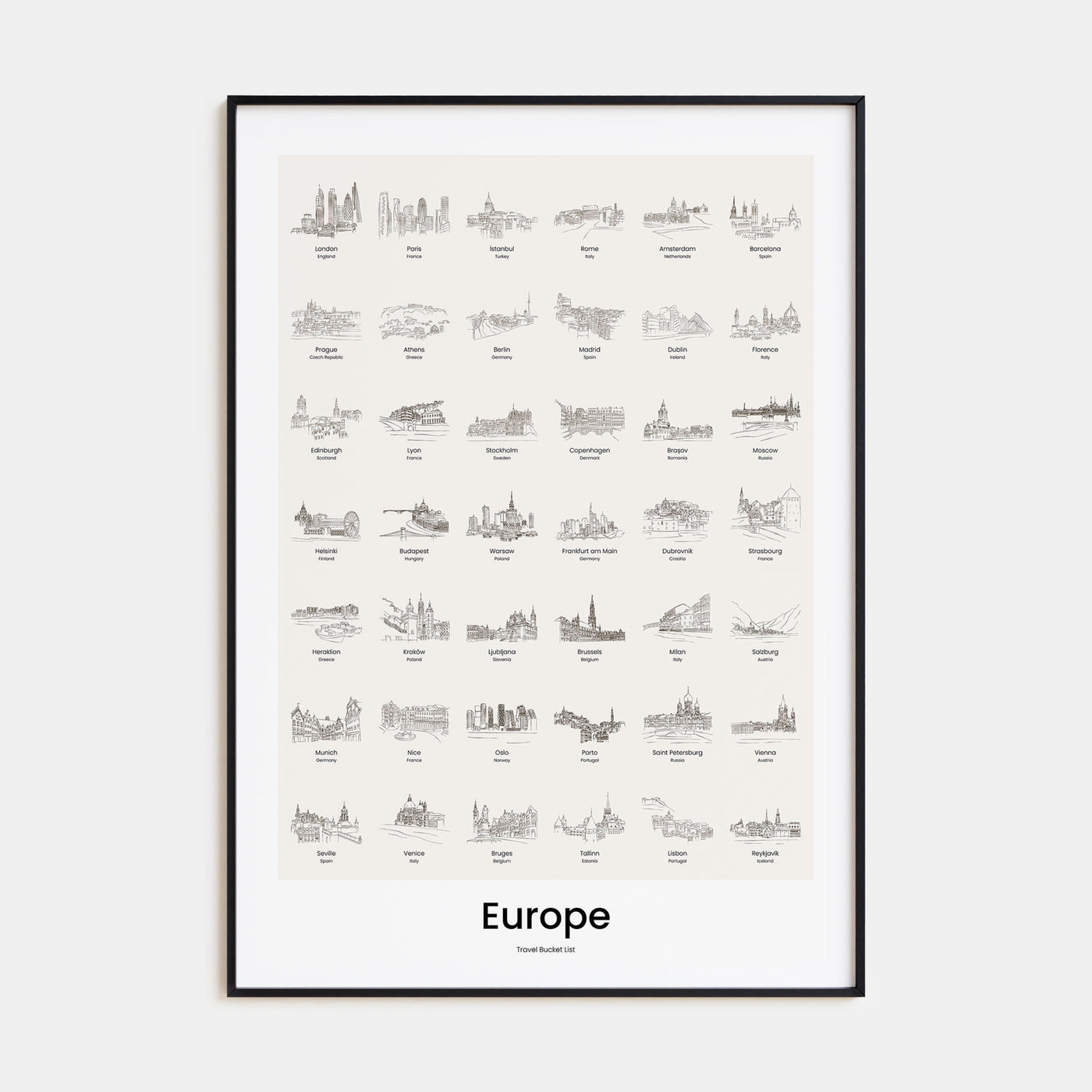 Europe Bucket List Poster