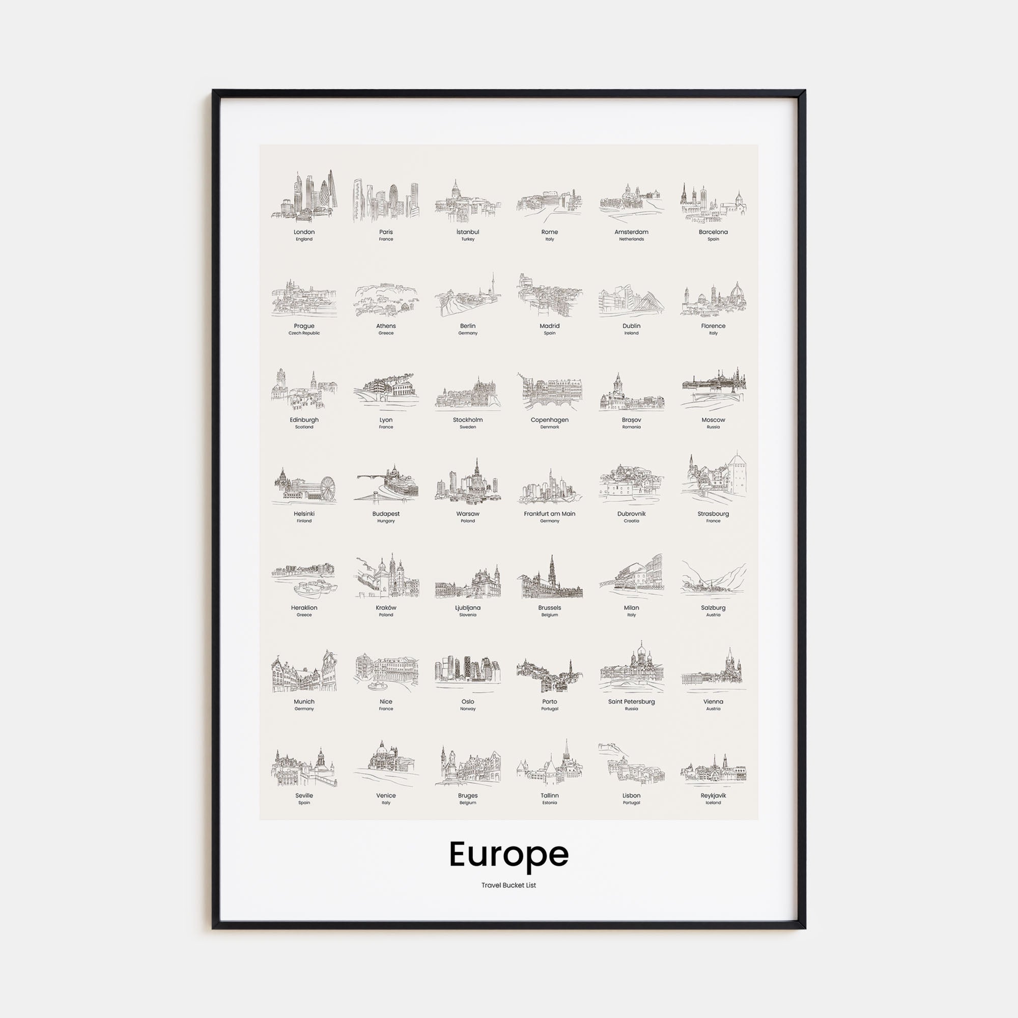 Europe Bucket List Poster