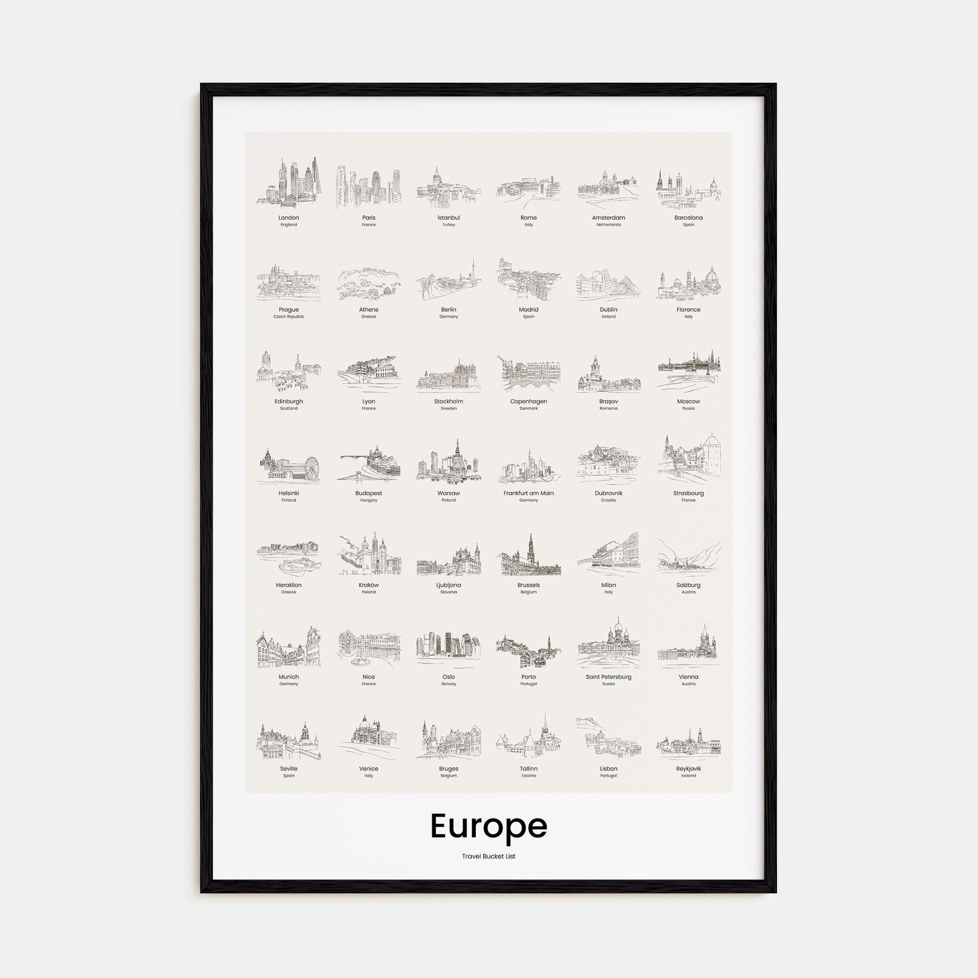Europe Bucket List Poster
