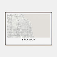 Evanston Map Landscape Poster