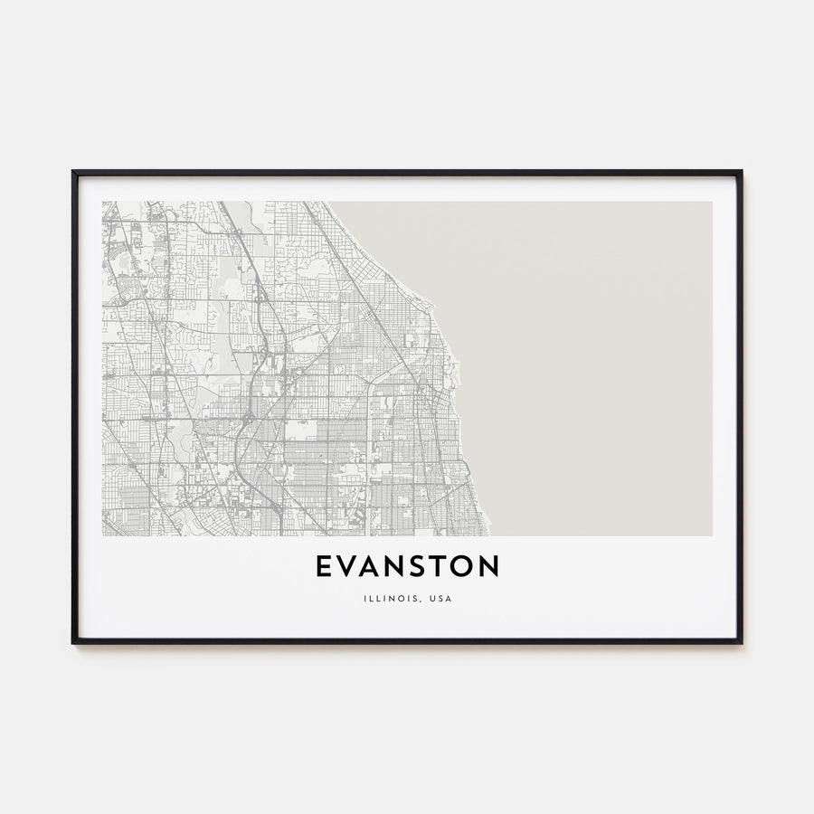 Evanston Map Landscape Poster