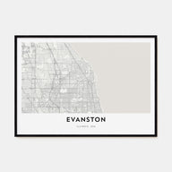 Evanston Map Landscape Poster