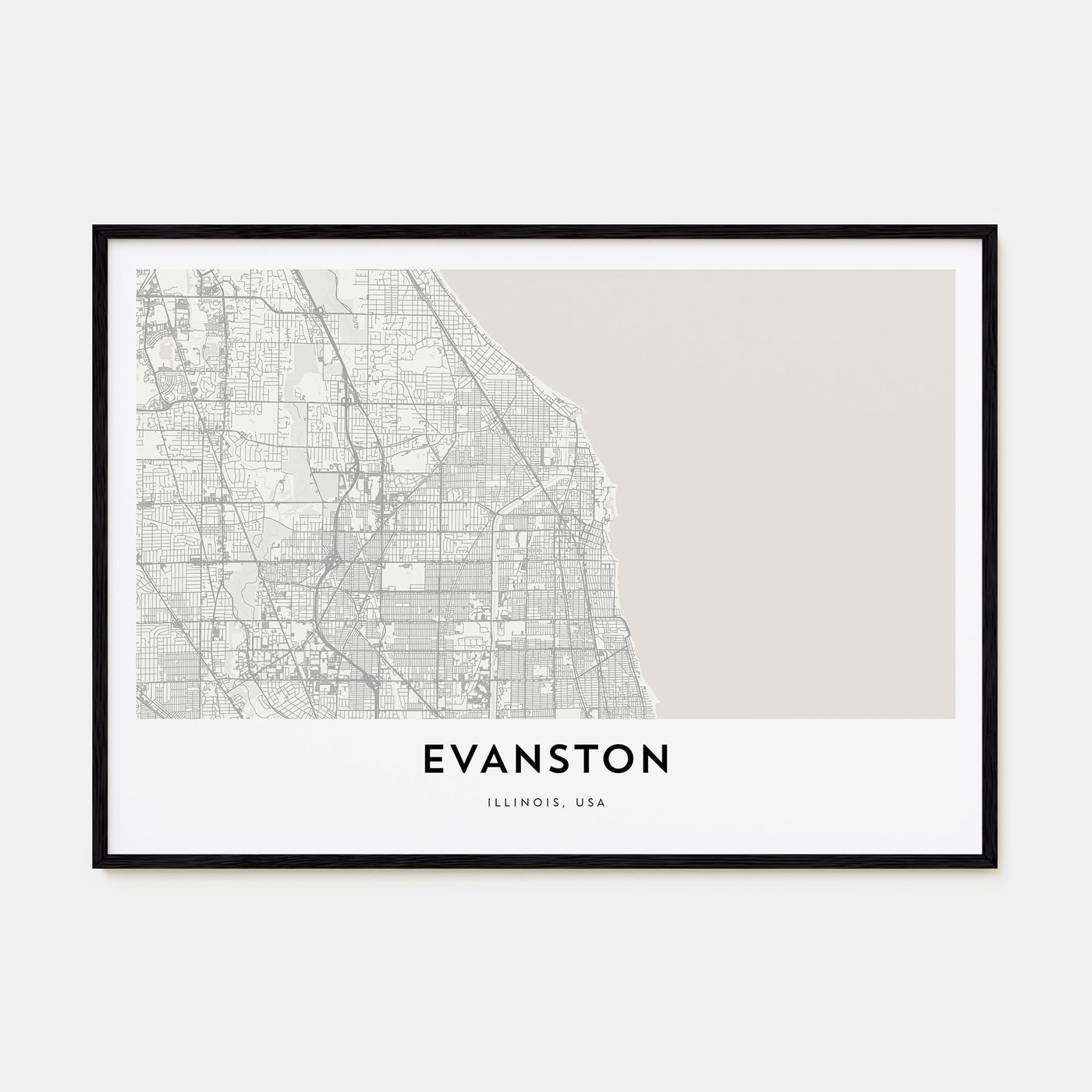 Evanston Map Landscape Poster