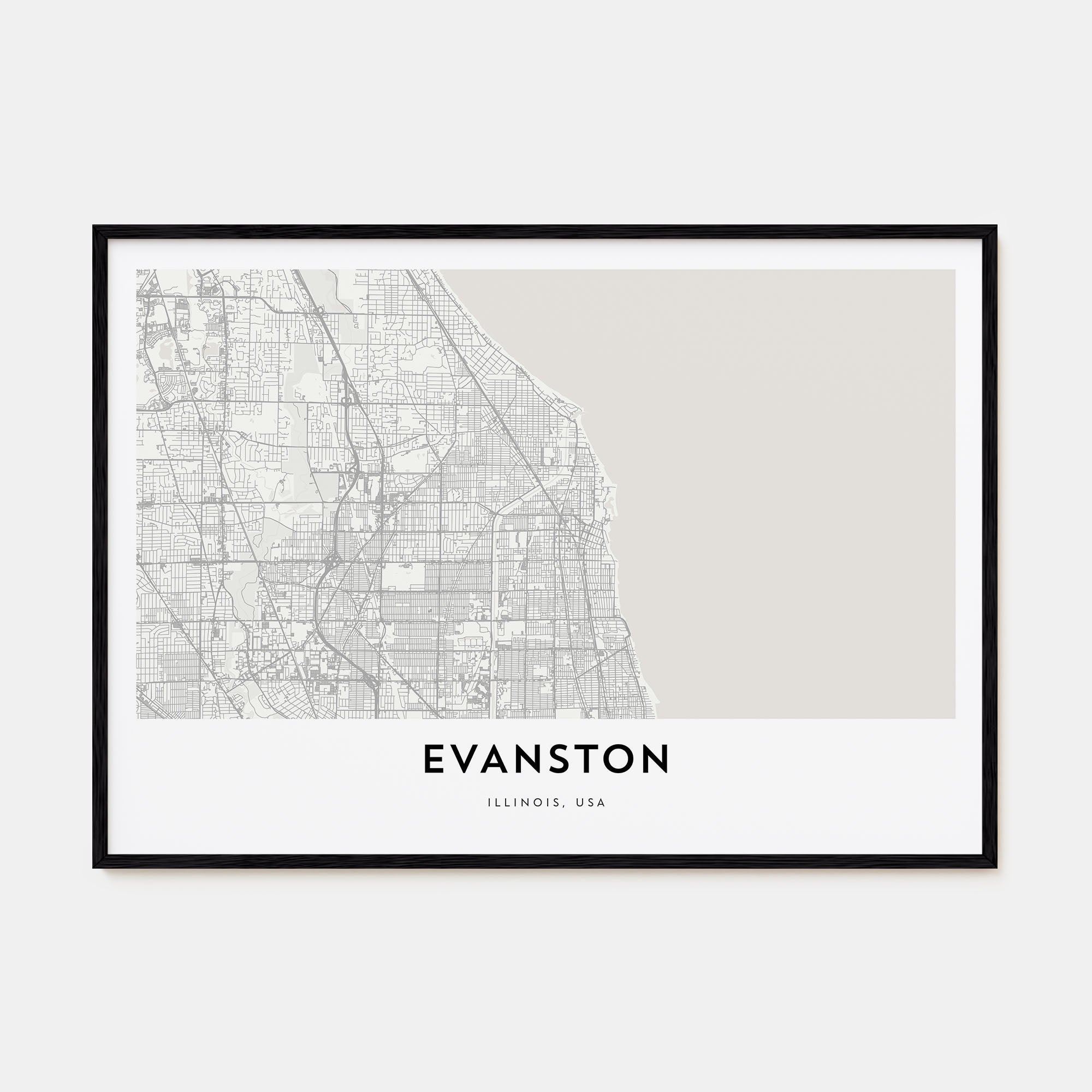 Evanston Map Landscape Poster