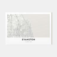 Evanston Map Landscape Poster