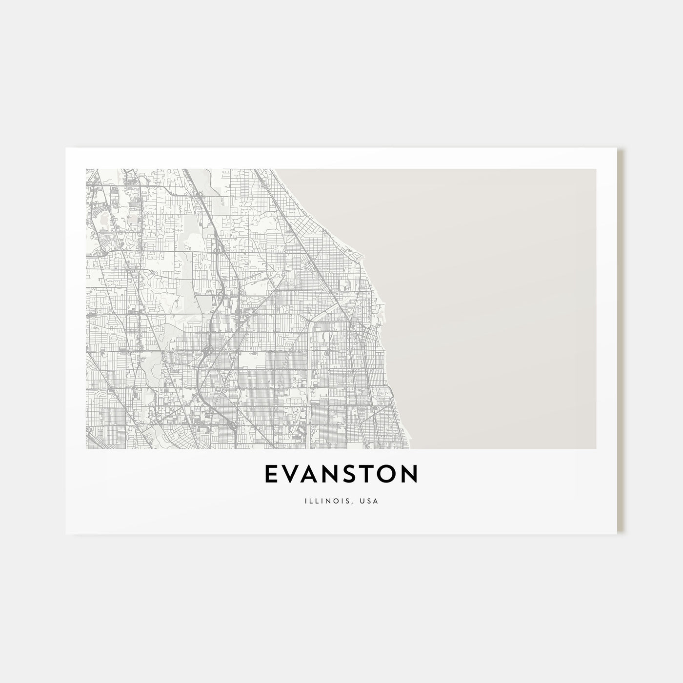 Evanston Map Landscape Poster