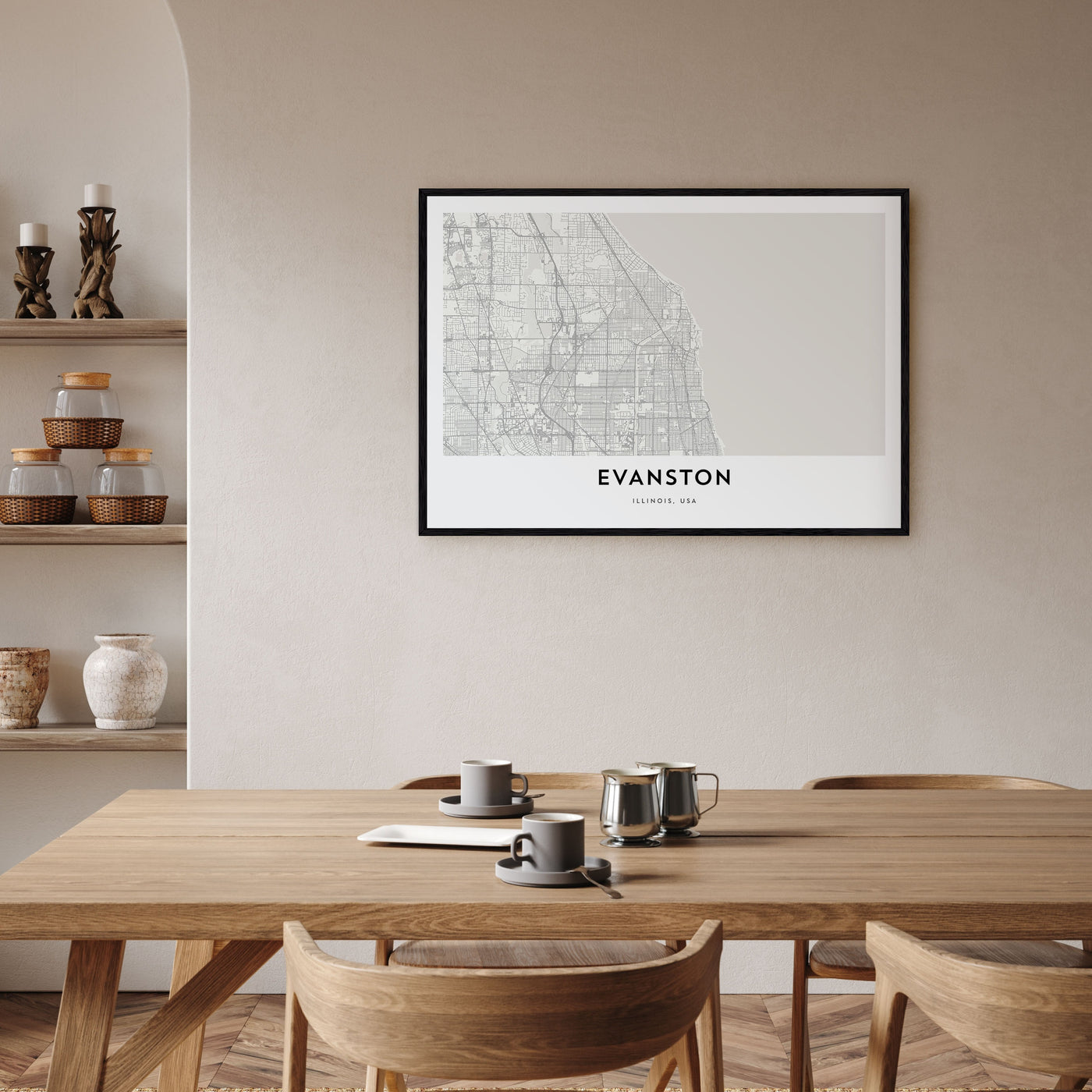 Evanston Map Landscape Poster