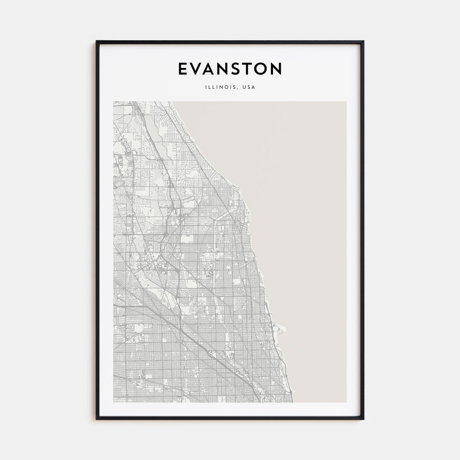 Evanston Map Portrait Poster