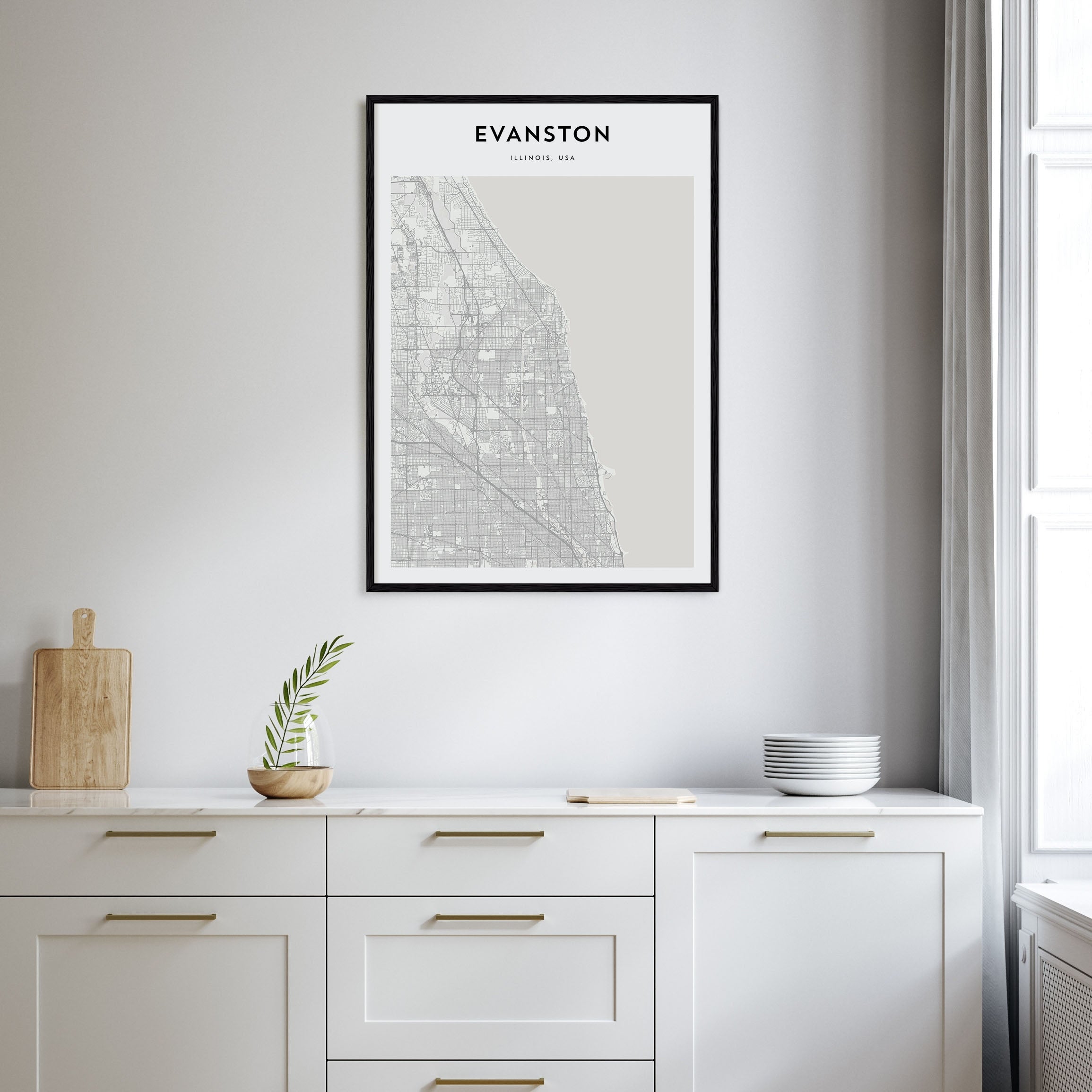 Evanston Map Portrait Poster
