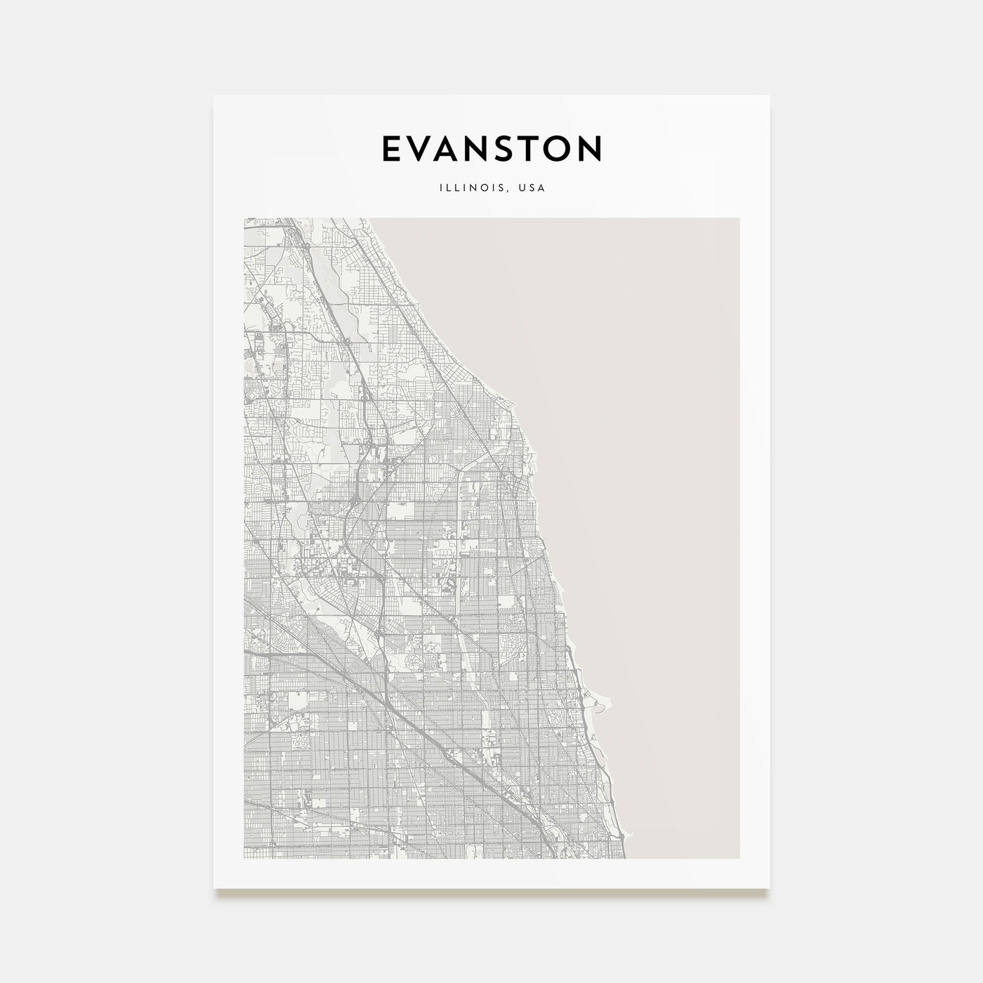 Evanston Map Portrait Poster