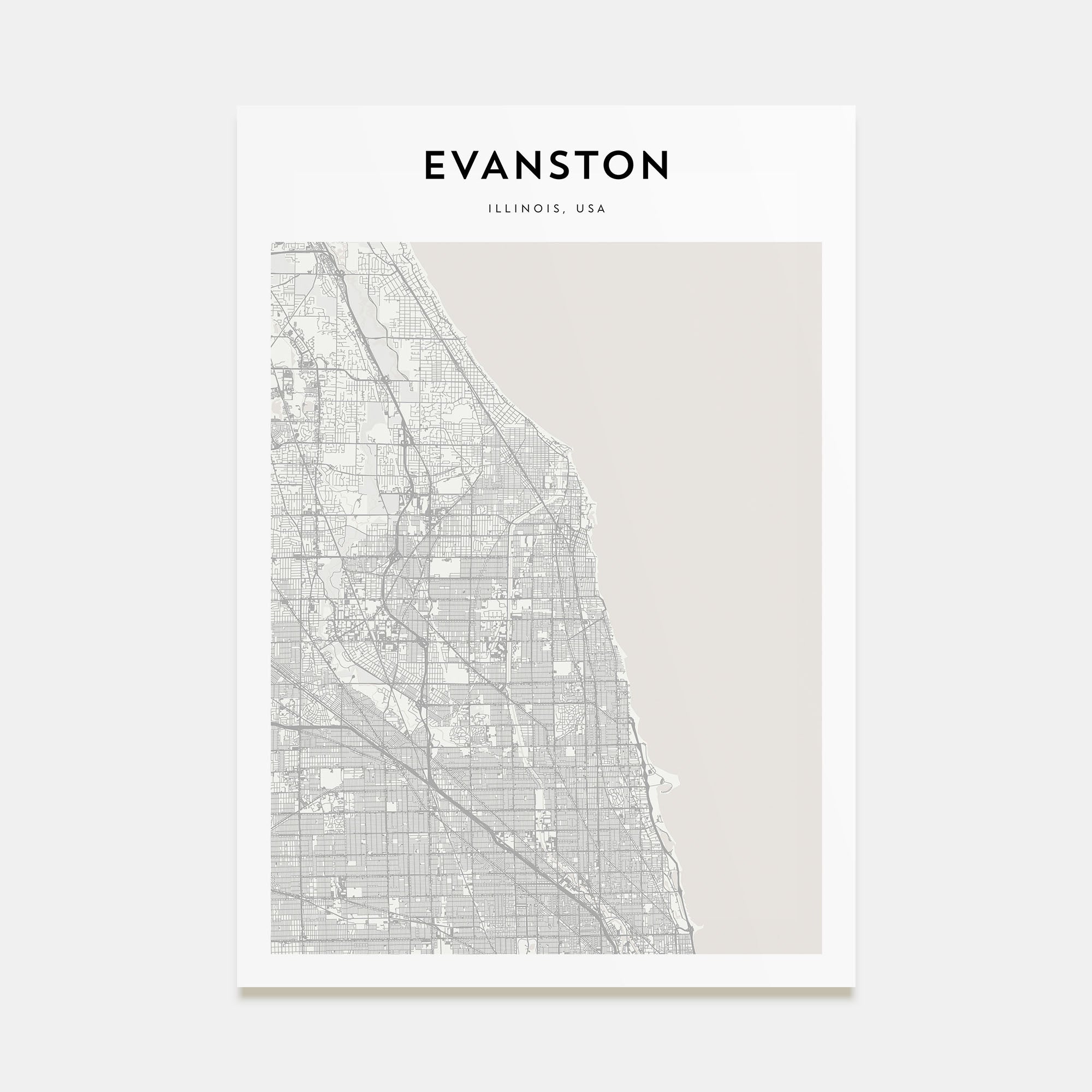 Evanston Map Portrait Poster