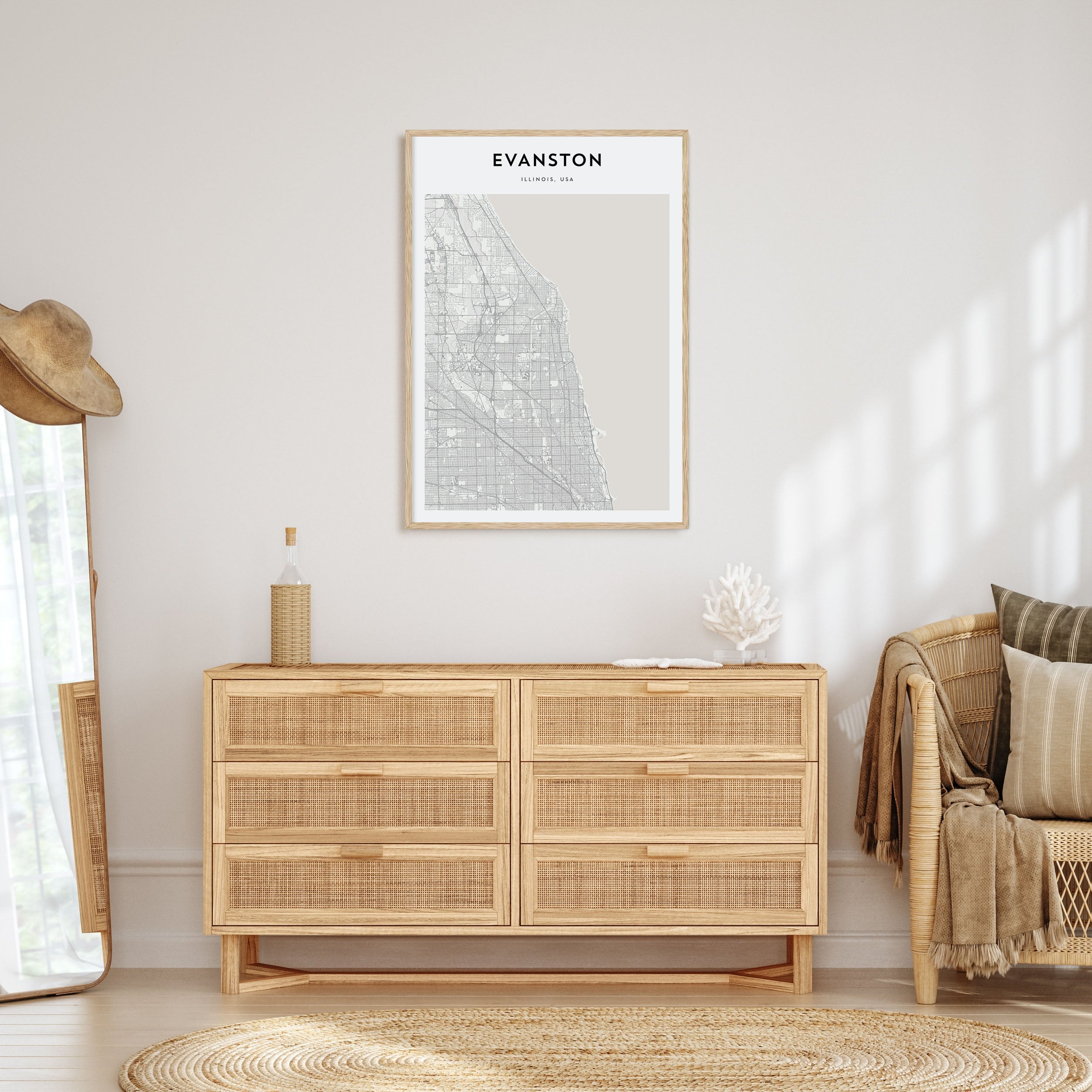 Evanston Map Portrait Poster