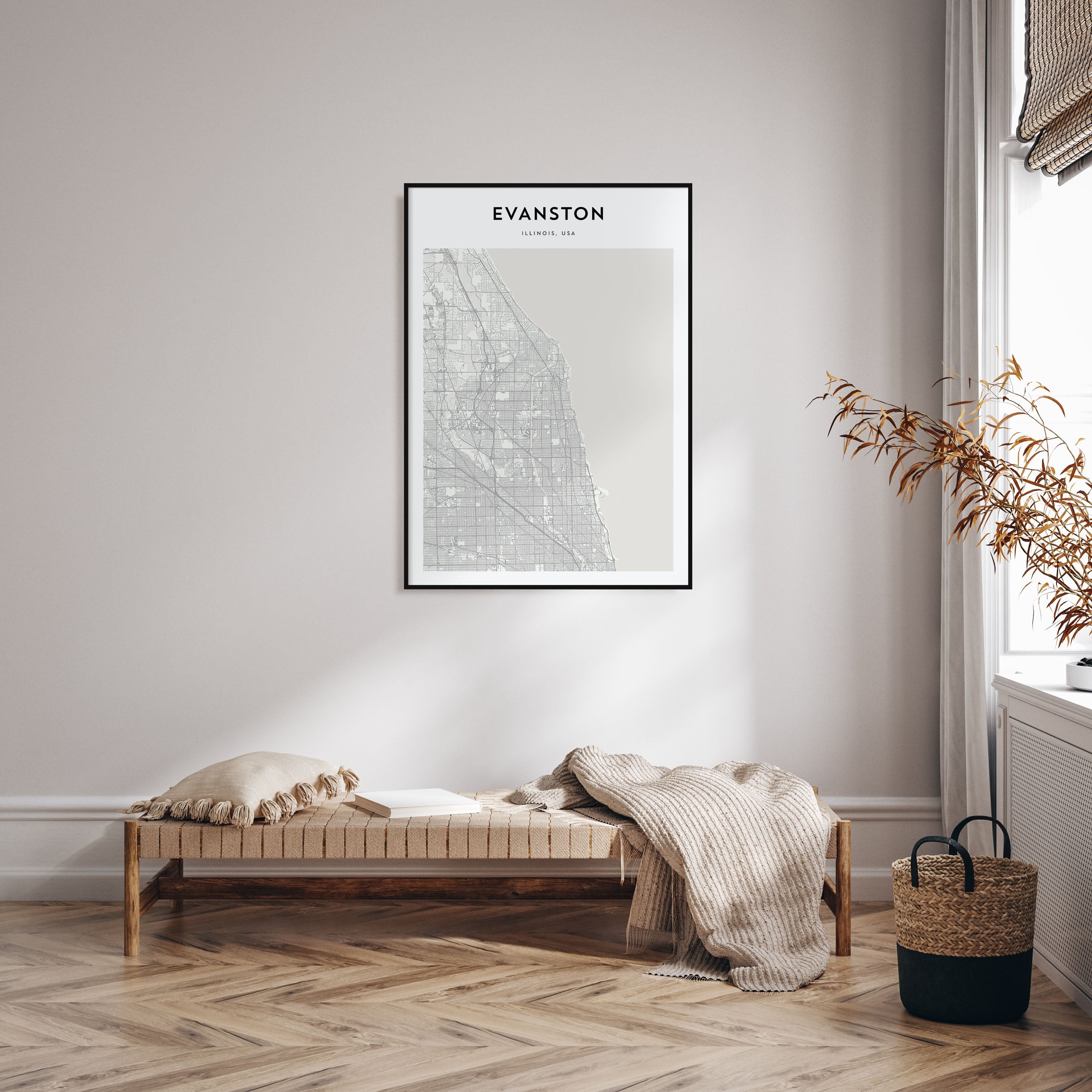 Evanston Map Portrait Poster