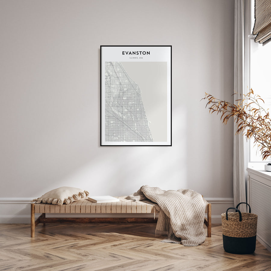 Evanston Map Portrait Poster