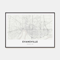 Evansville Map Landscape Poster