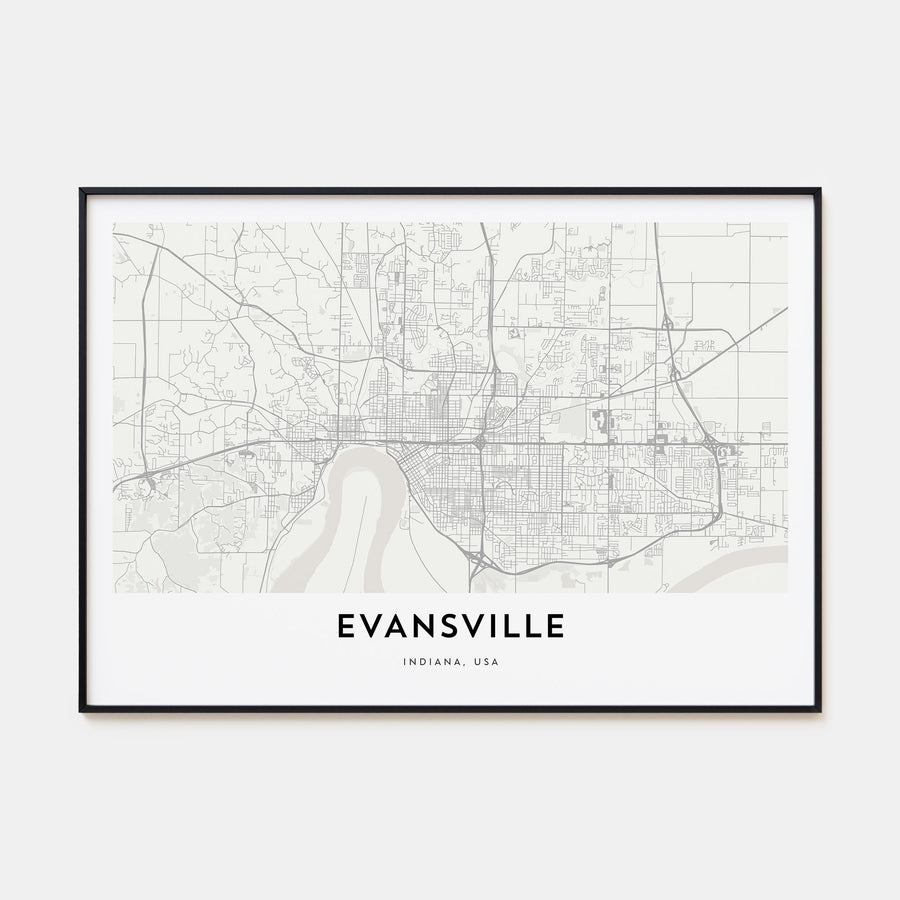 Evansville Map Landscape Poster