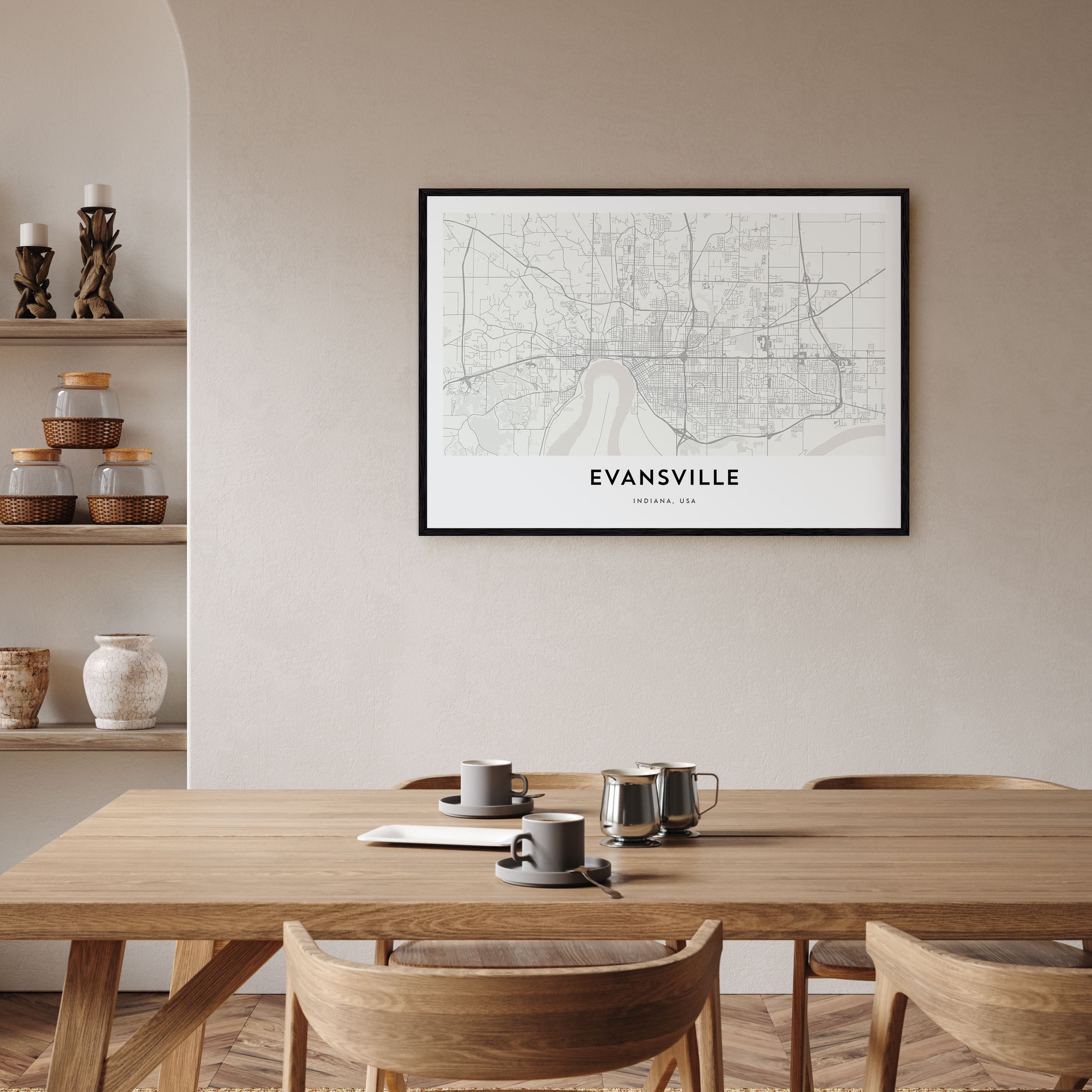 Evansville Map Landscape Poster