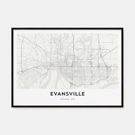 Evansville Map Landscape Poster