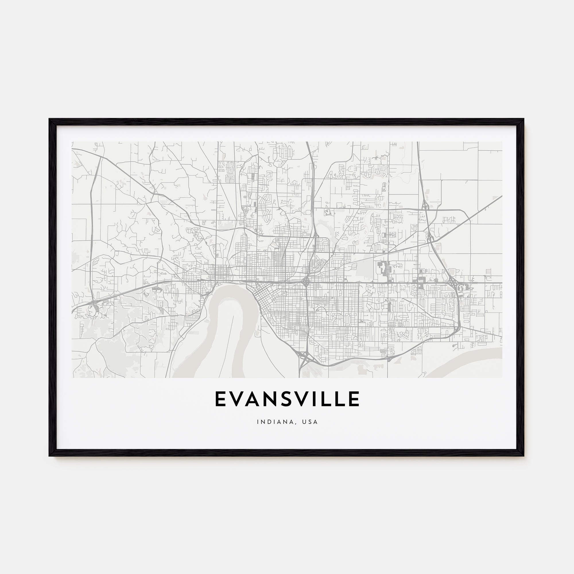 Evansville Map Landscape Poster