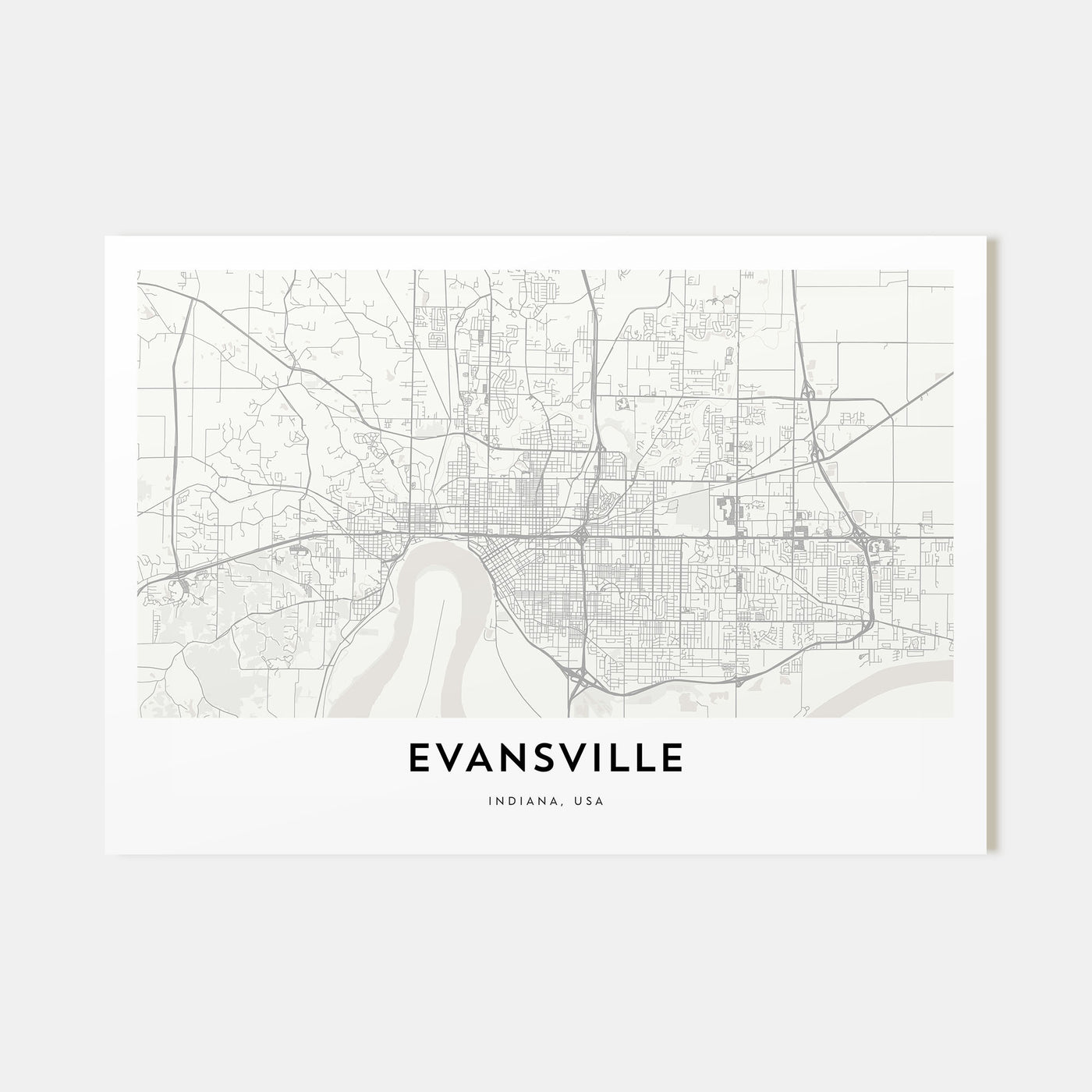 Evansville Map Landscape Poster
