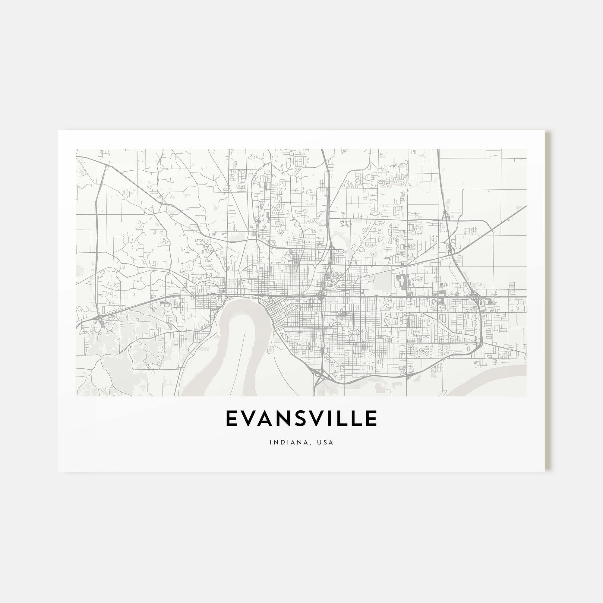 Evansville Map Landscape Poster