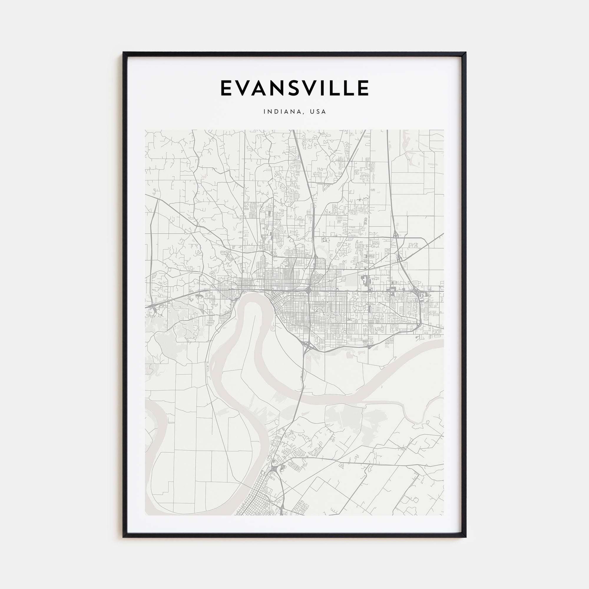Evansville Map Portrait Poster