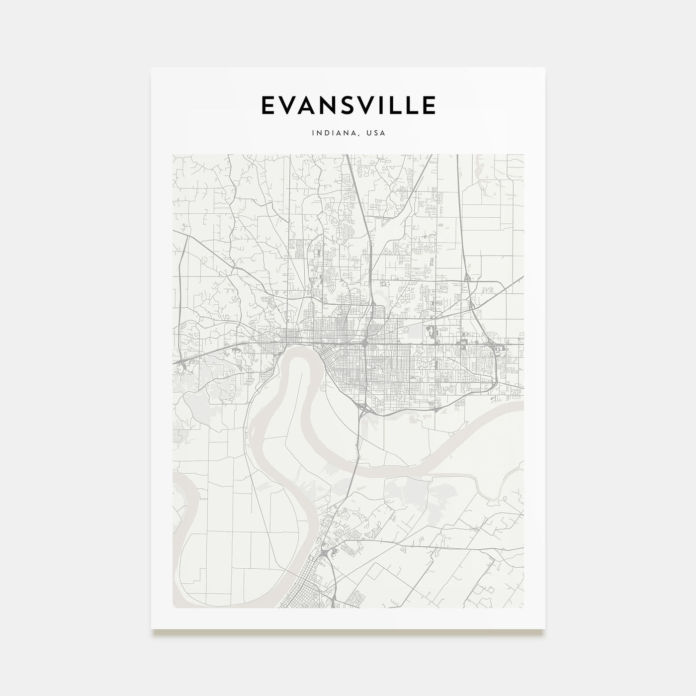 Evansville Map Portrait Poster