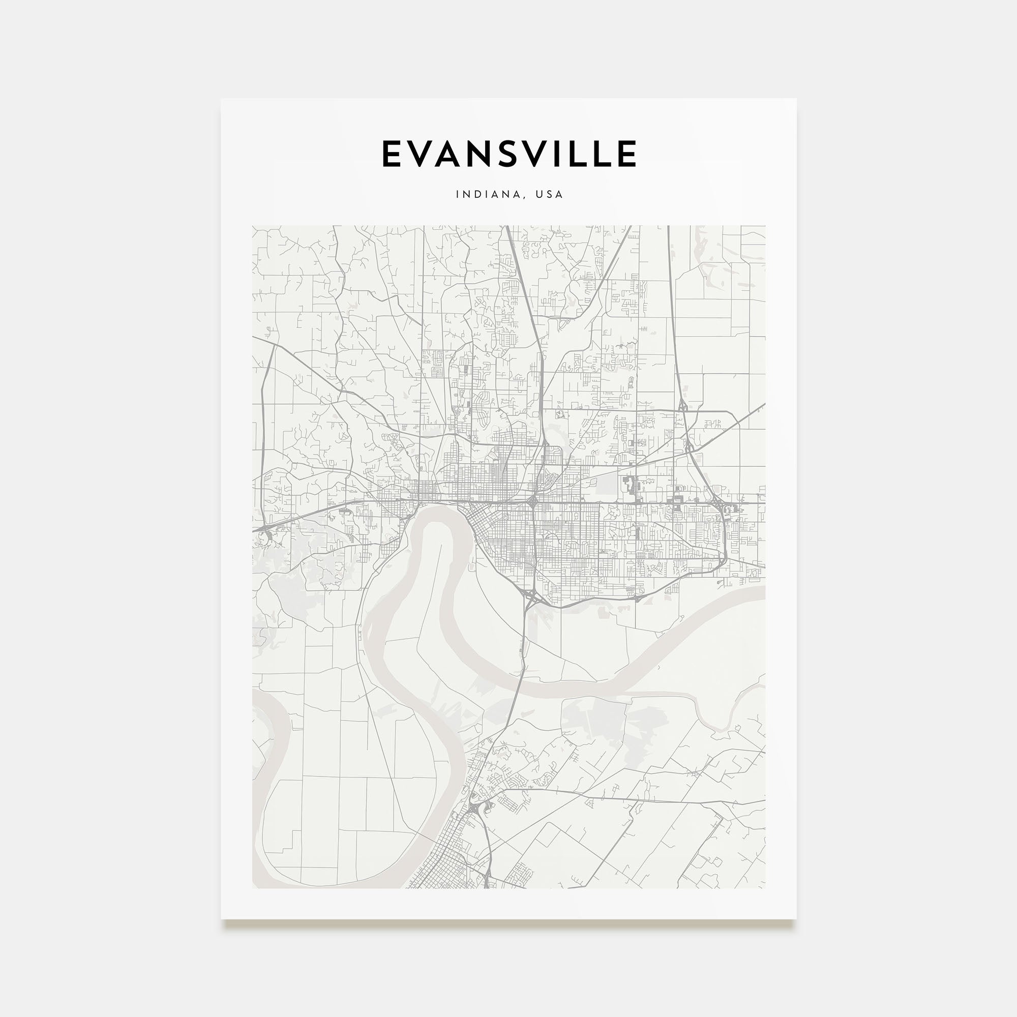 Evansville Map Portrait Poster