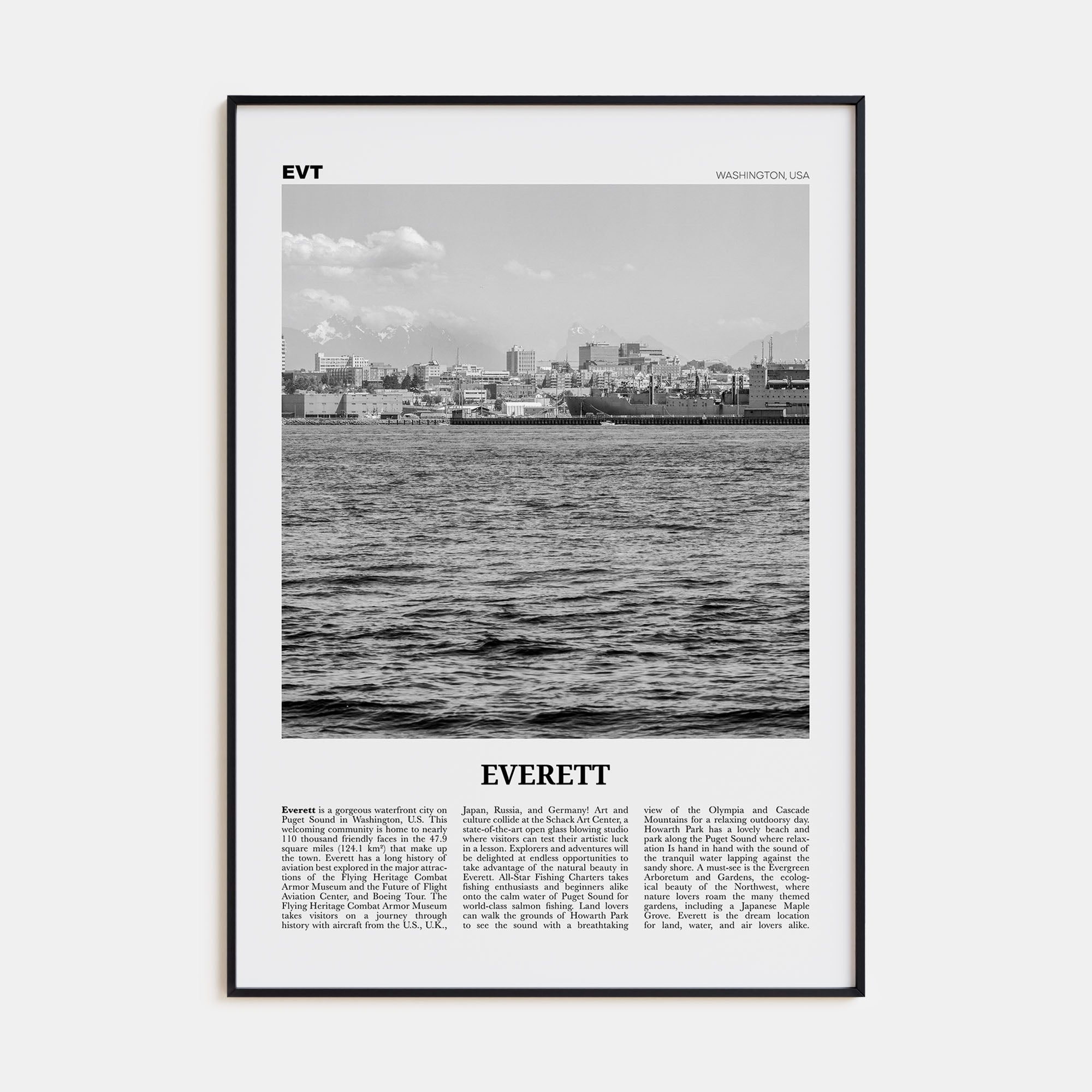 Everett Travel B&W Poster