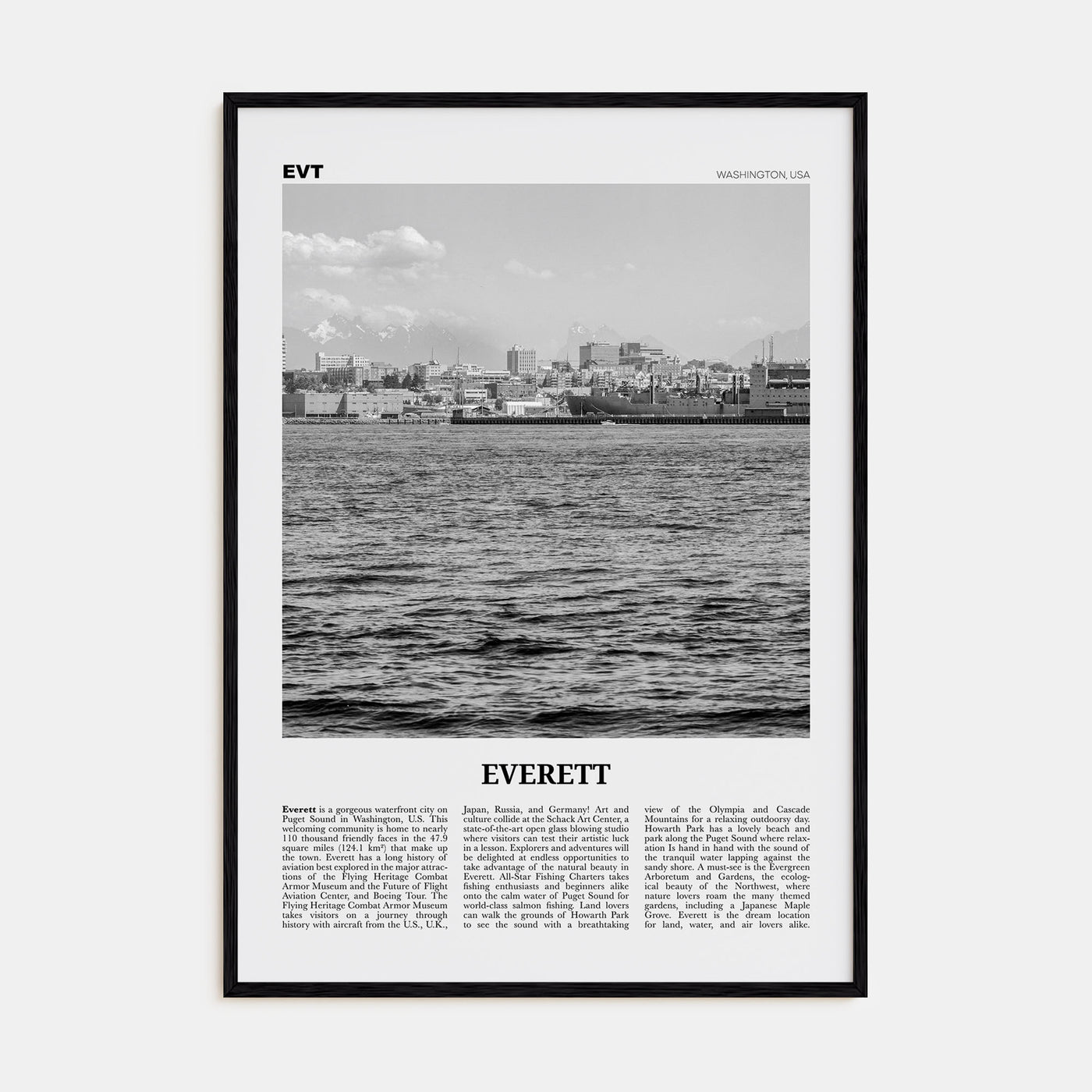 Everett Travel B&W Poster