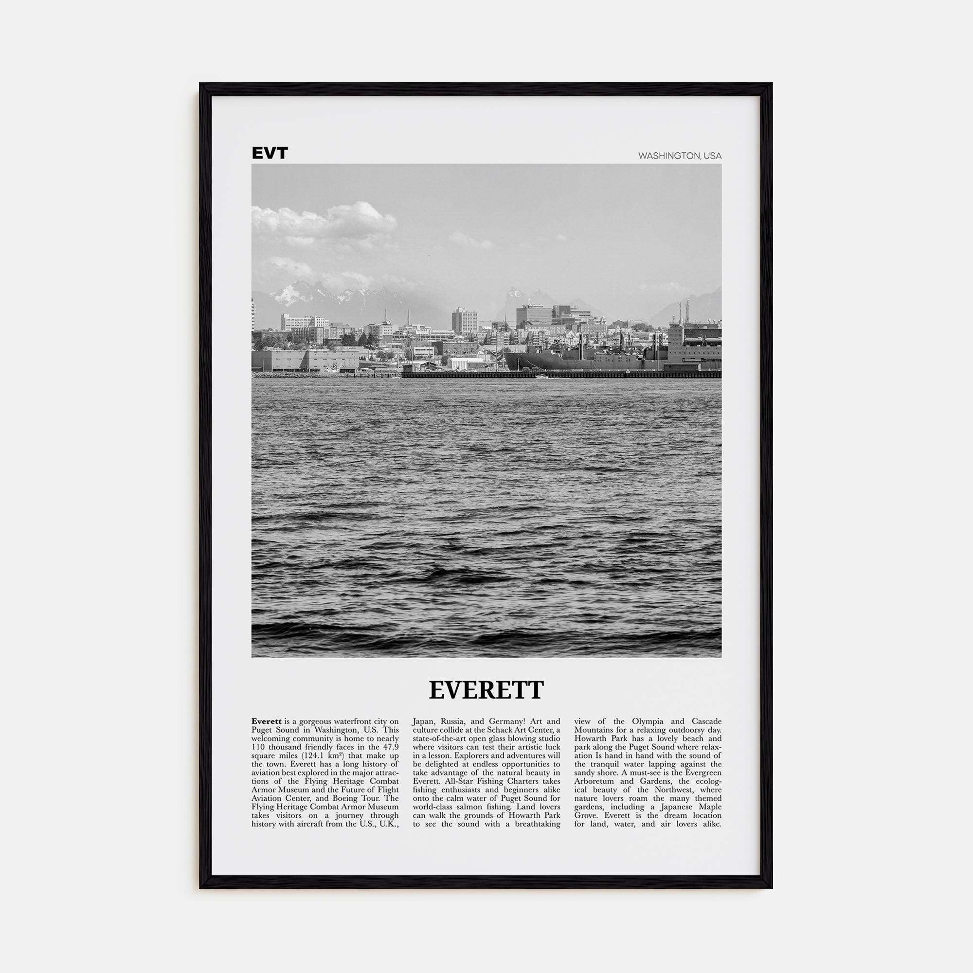 Everett Travel B&W Poster