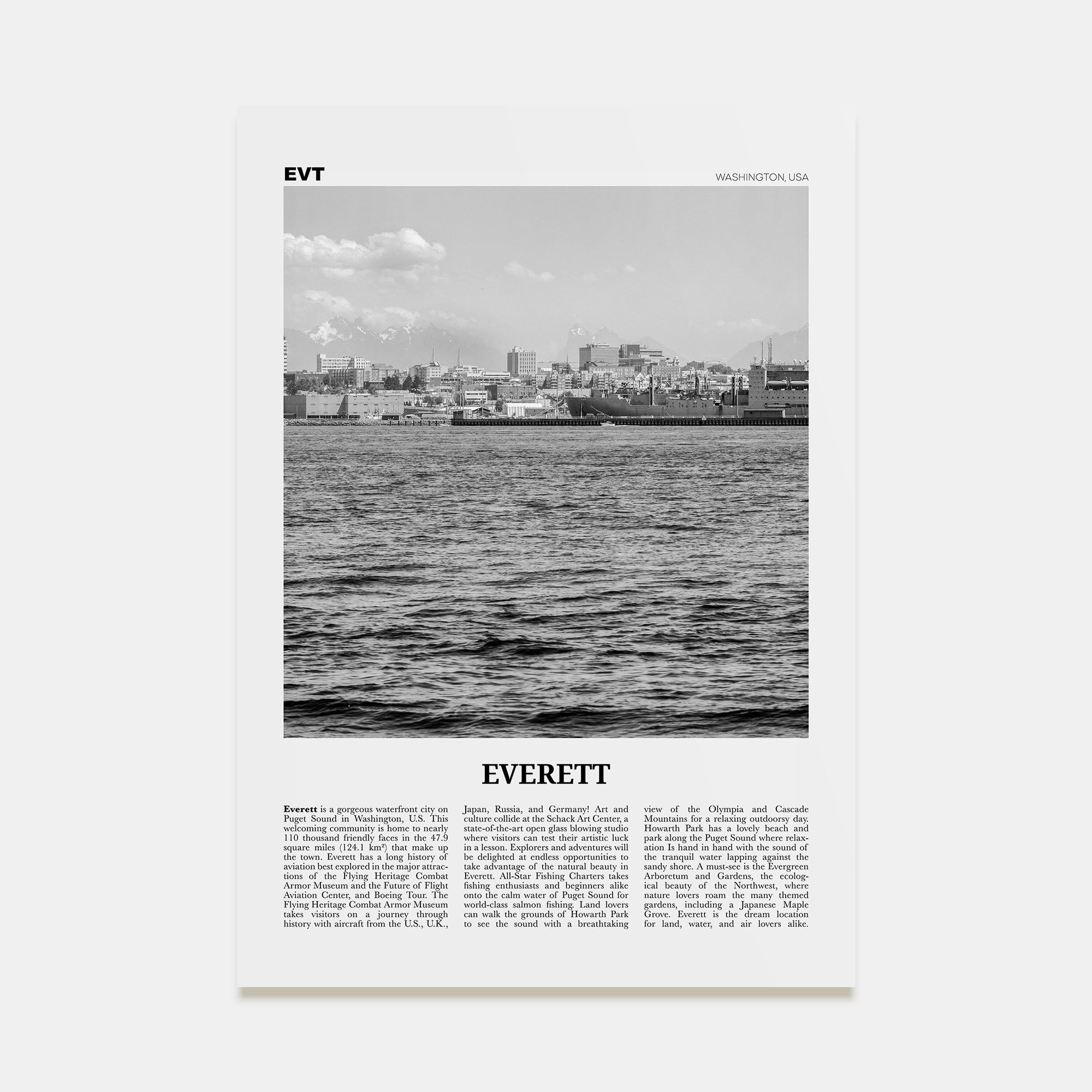 Everett Travel B&W Poster