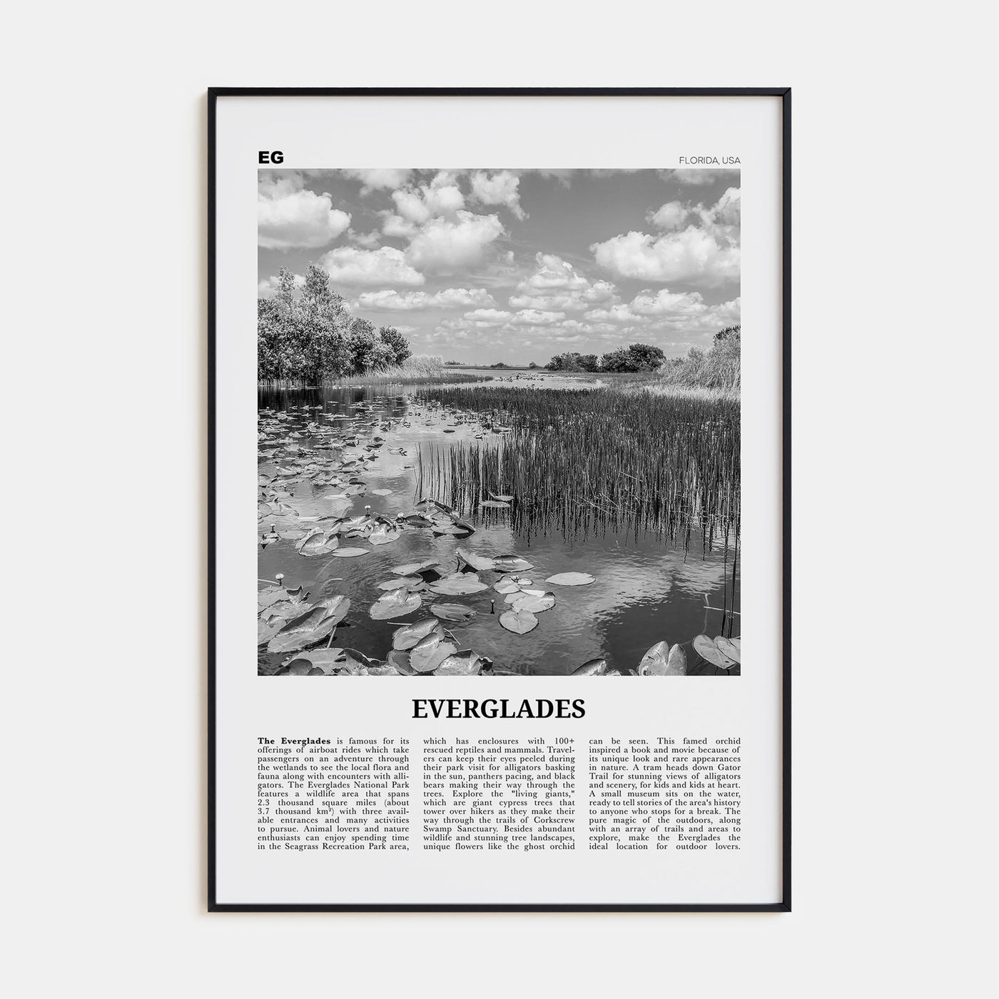 Everglades National Park Travel B&W Poster