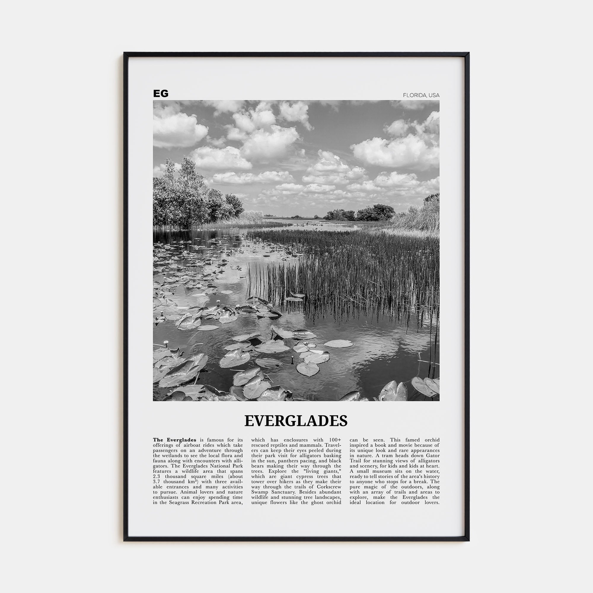 Everglades National Park Travel B&W Poster