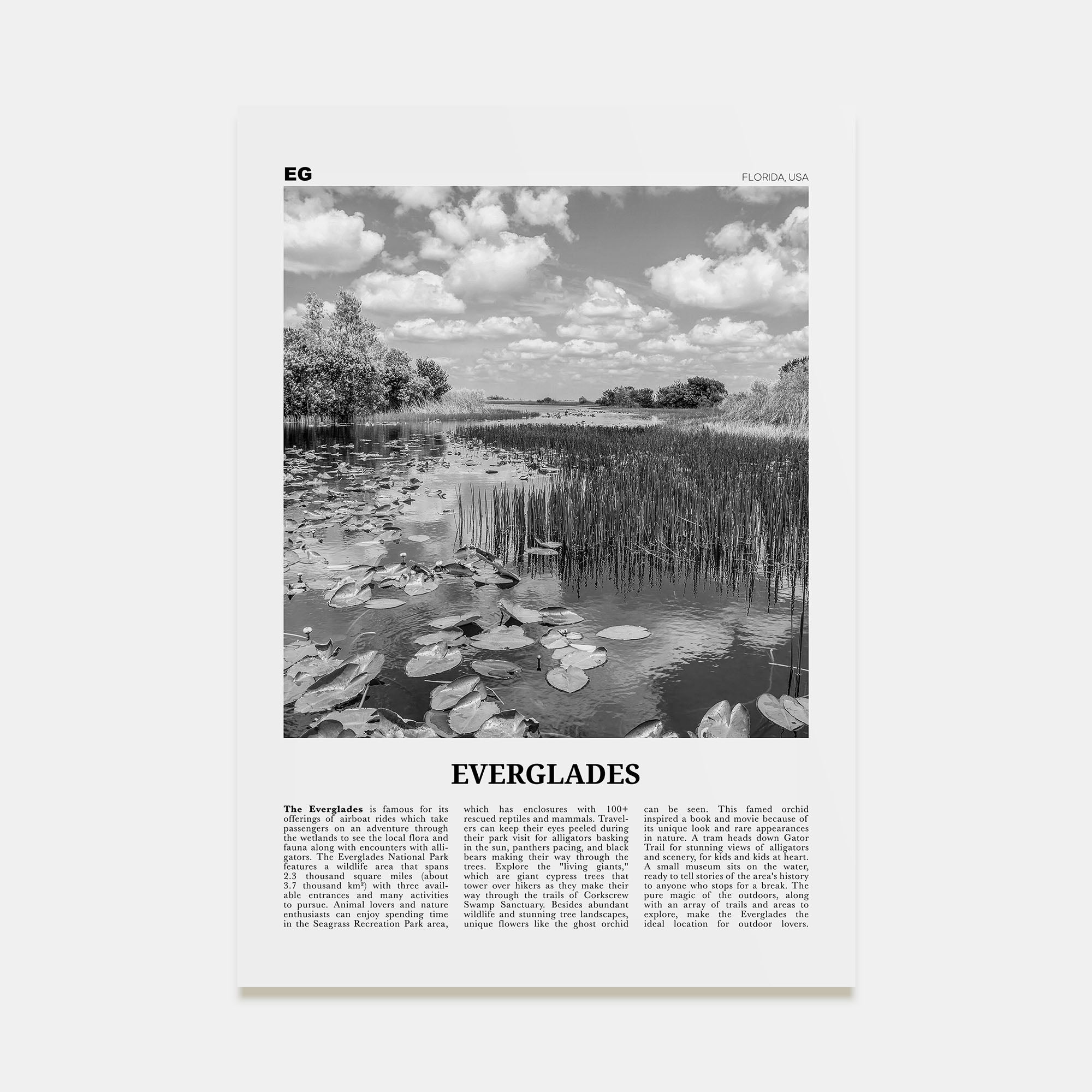 Everglades National Park Travel B&W Poster