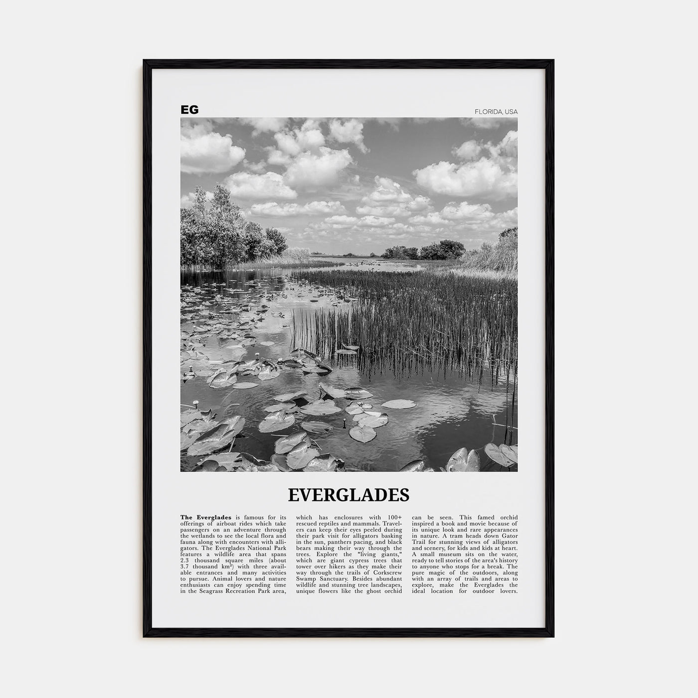 Everglades National Park Travel B&W Poster