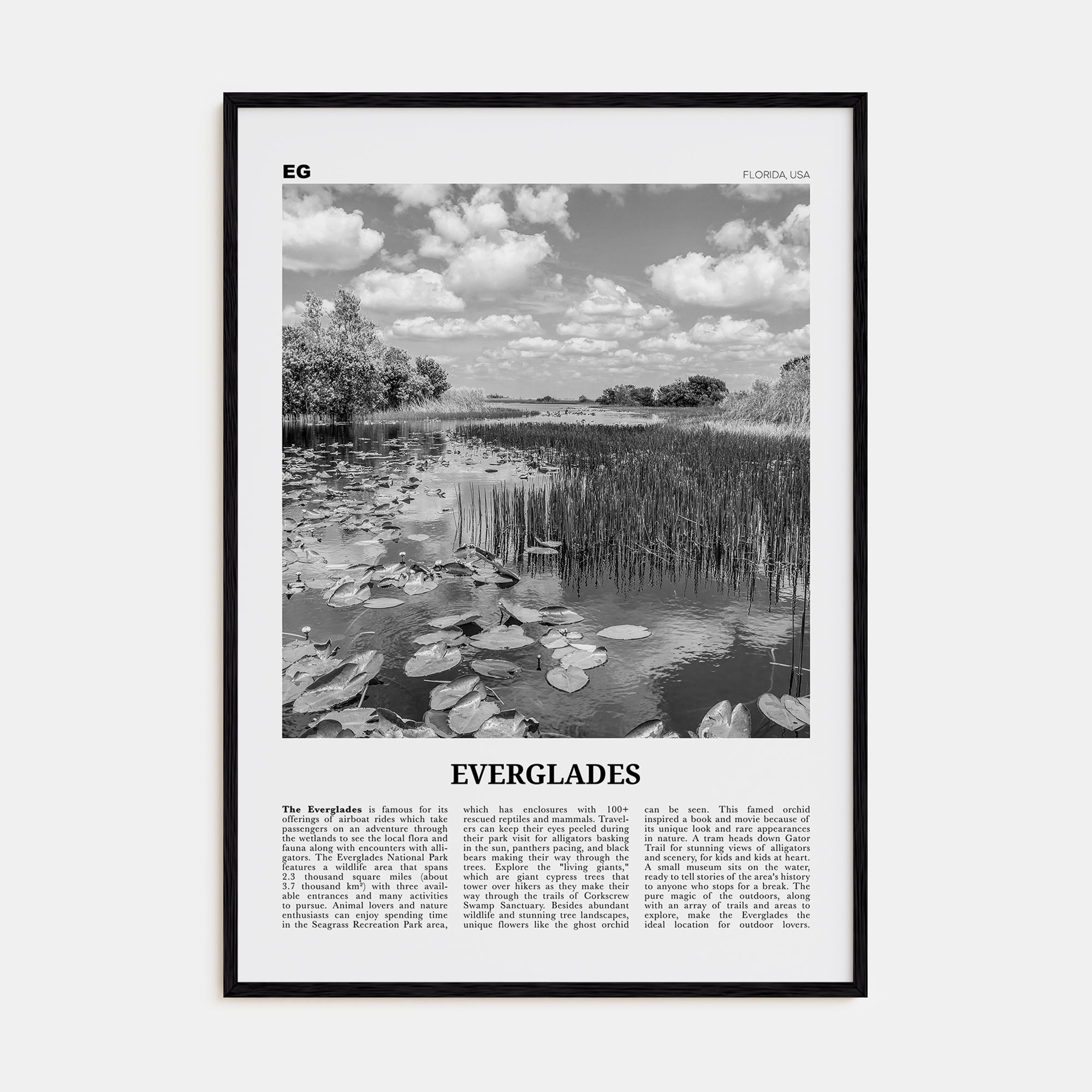 Everglades National Park Travel B&W Poster