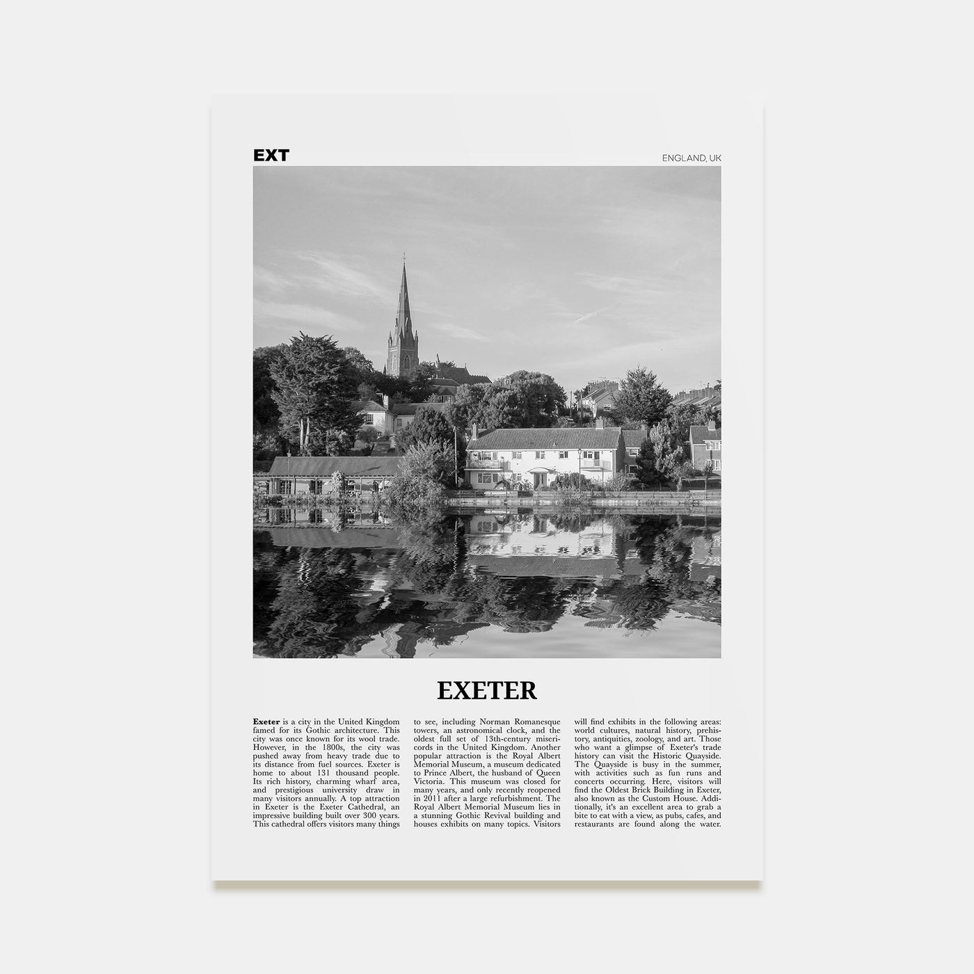 Exeter Travel B&W Poster