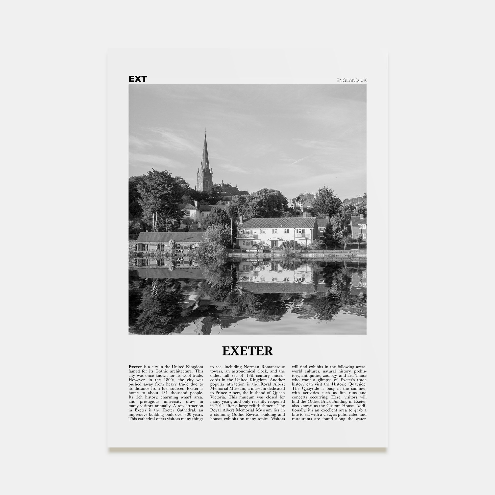 Exeter Travel B&W Poster
