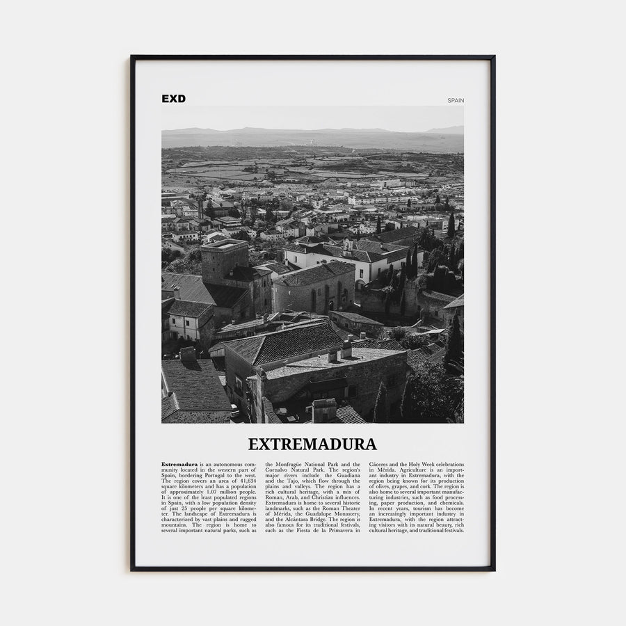 Extremadura Travel B&W Poster