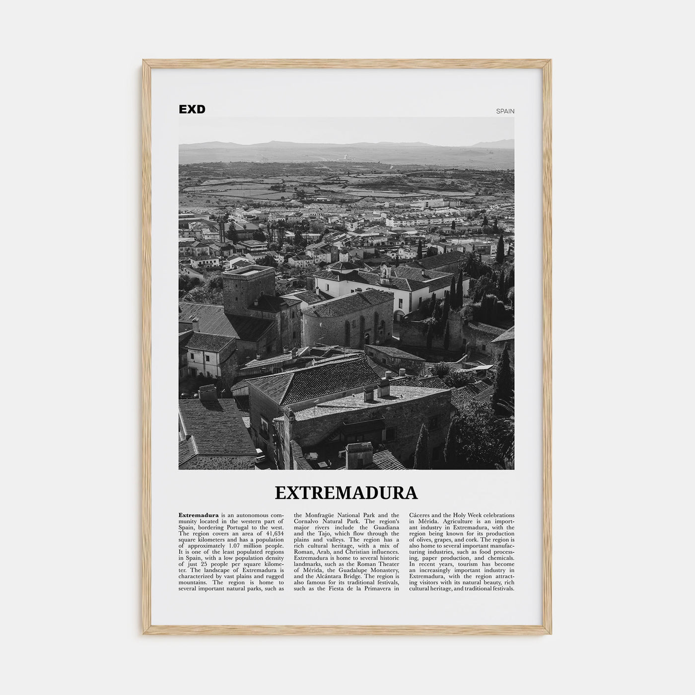 Extremadura Travel B&W Poster