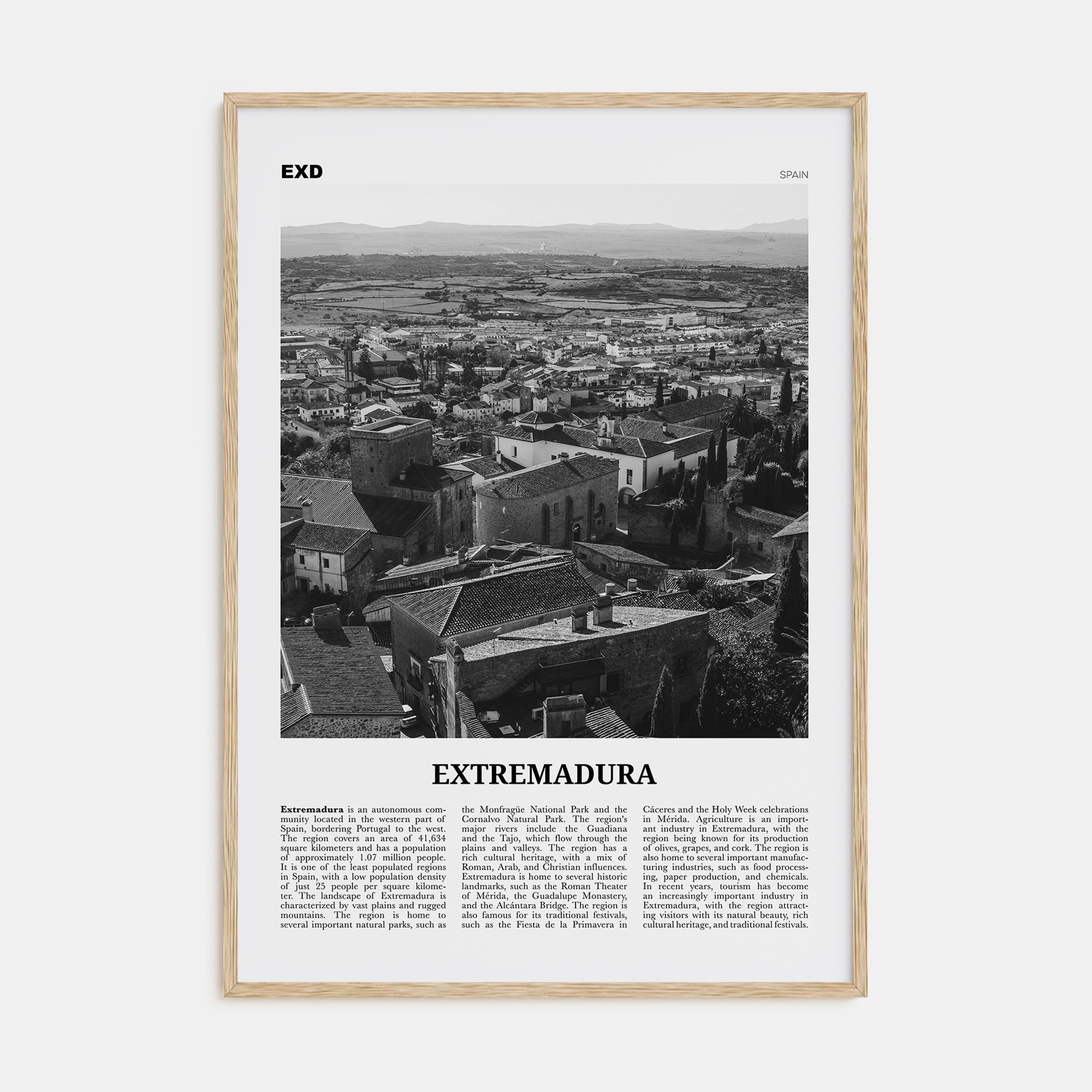 Extremadura Travel B&W Poster