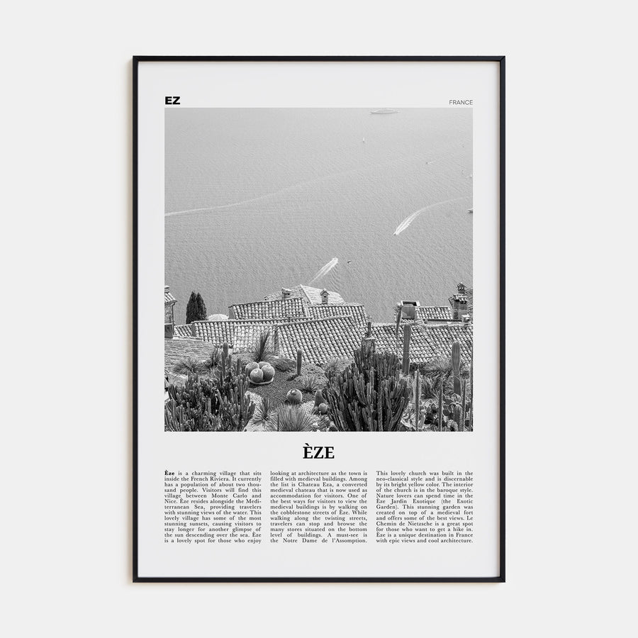 Èze Travel B&W Poster