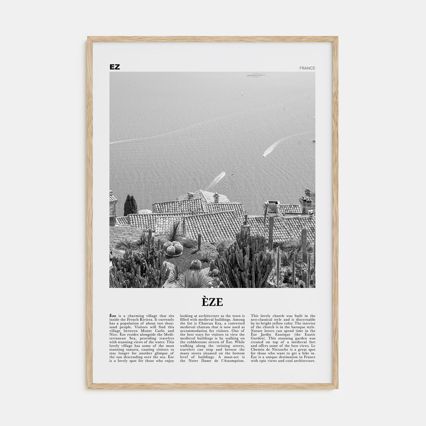 Èze Travel B&W Poster