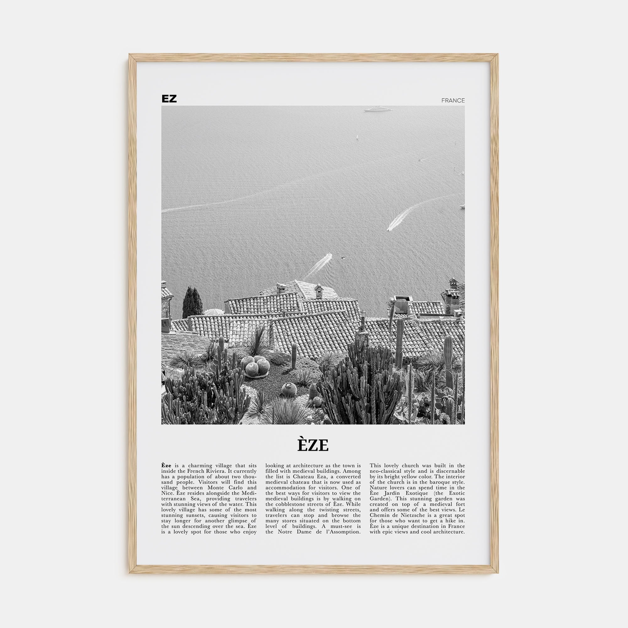 Èze Travel B&W Poster