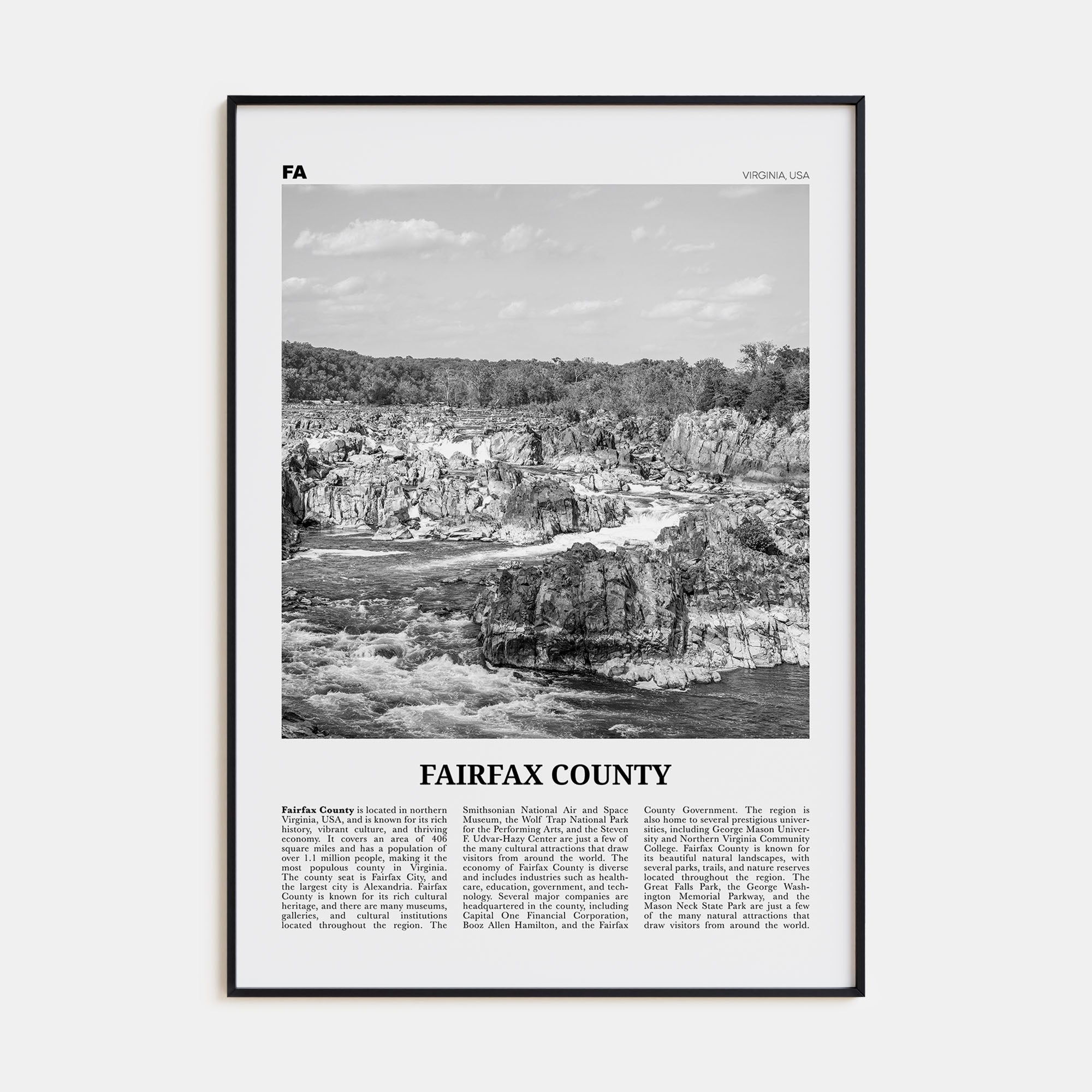 Fairfax County Travel B&W Poster